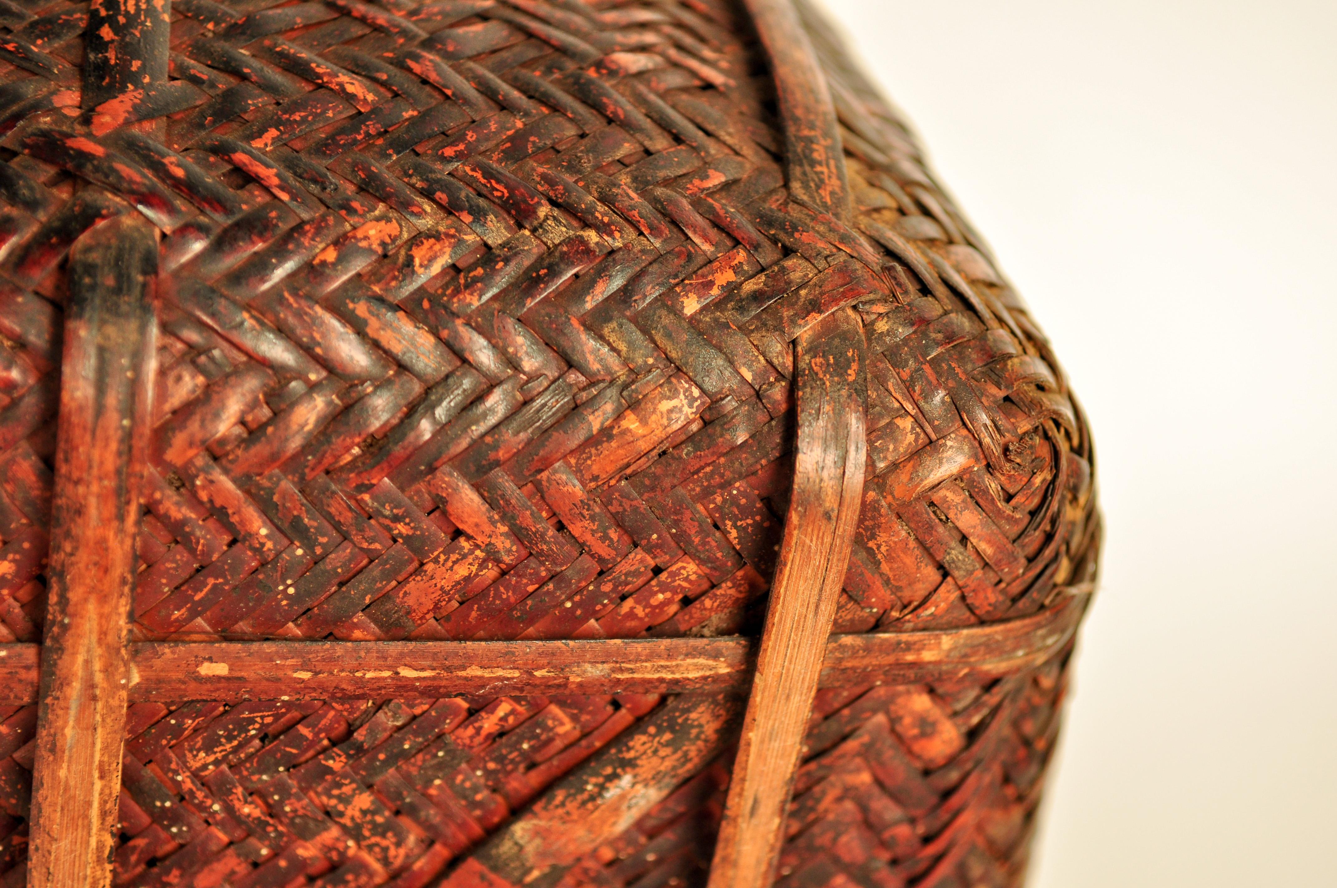 Rustic Tribal Storage Basket with Lid from the Tamang of Nepal, Mid-20th Century 11