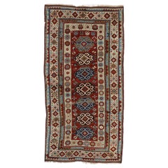 Rustic Tribal Style Antique Caucasian Kazak Rug, Wide Hallway Runner Rustic Tribal Style Antique Caucasian Kazak Rug, Wide Hallway Runner