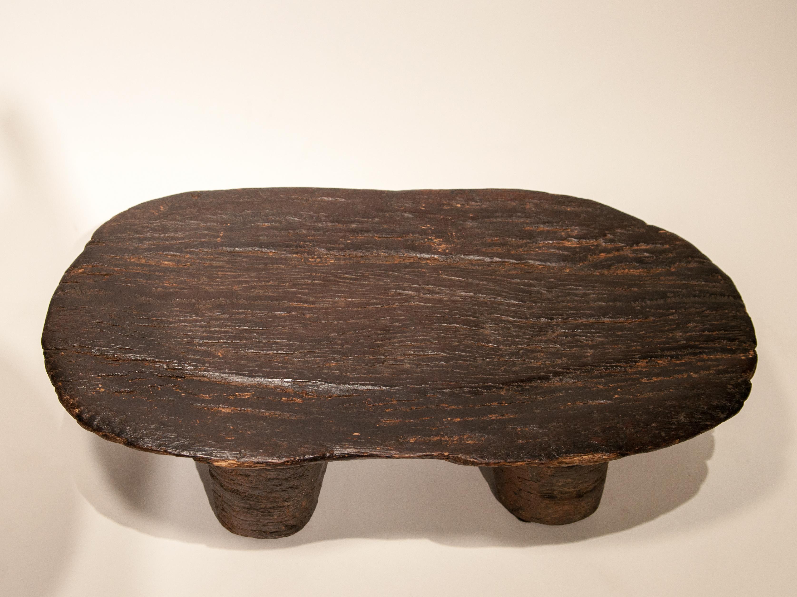 Hand-Carved Rustic Tribal Wooden Stool, Fulani of Niger, Mid-20th Century