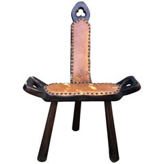 Rustic Tripod Legs Birthing Chair with Authentic Leather