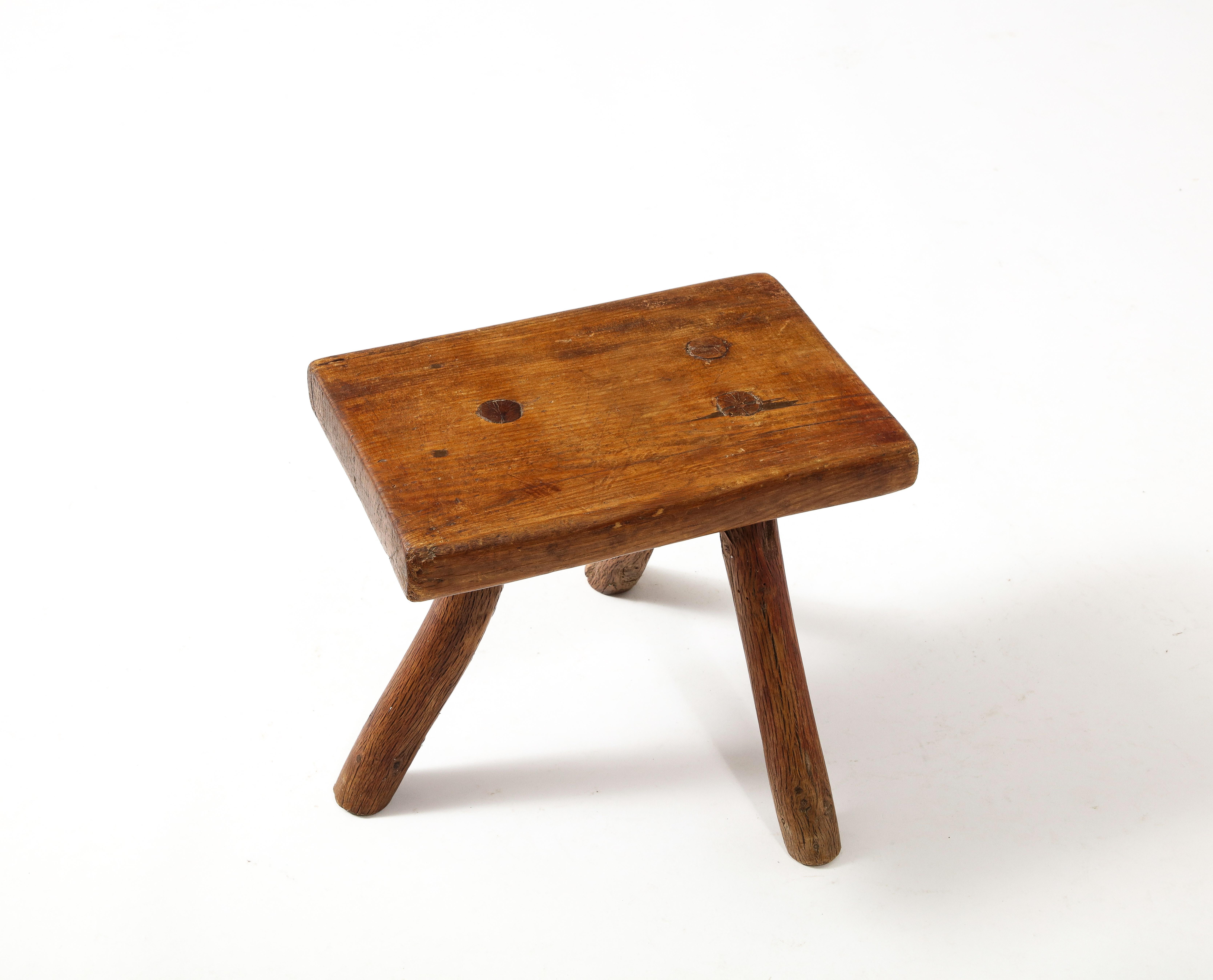 Rustic Tripod Stool, France 1940's In Good Condition In New York, NY