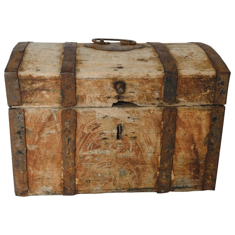 Rustic Trunk with Metal Strapping at 1stDibs rustic chest trunk