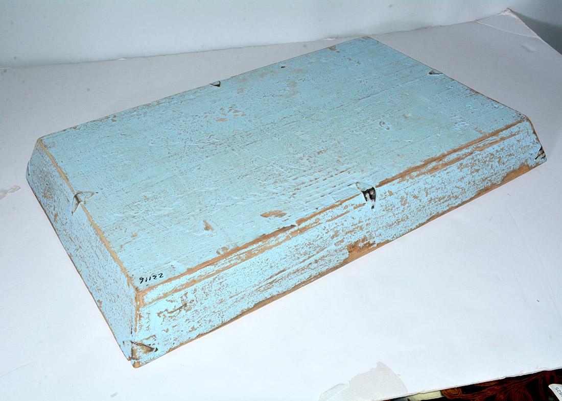 Rustic Turquoise Painted Provincial Style Chinese Tea Tray In Good Condition In Sheffield, MA