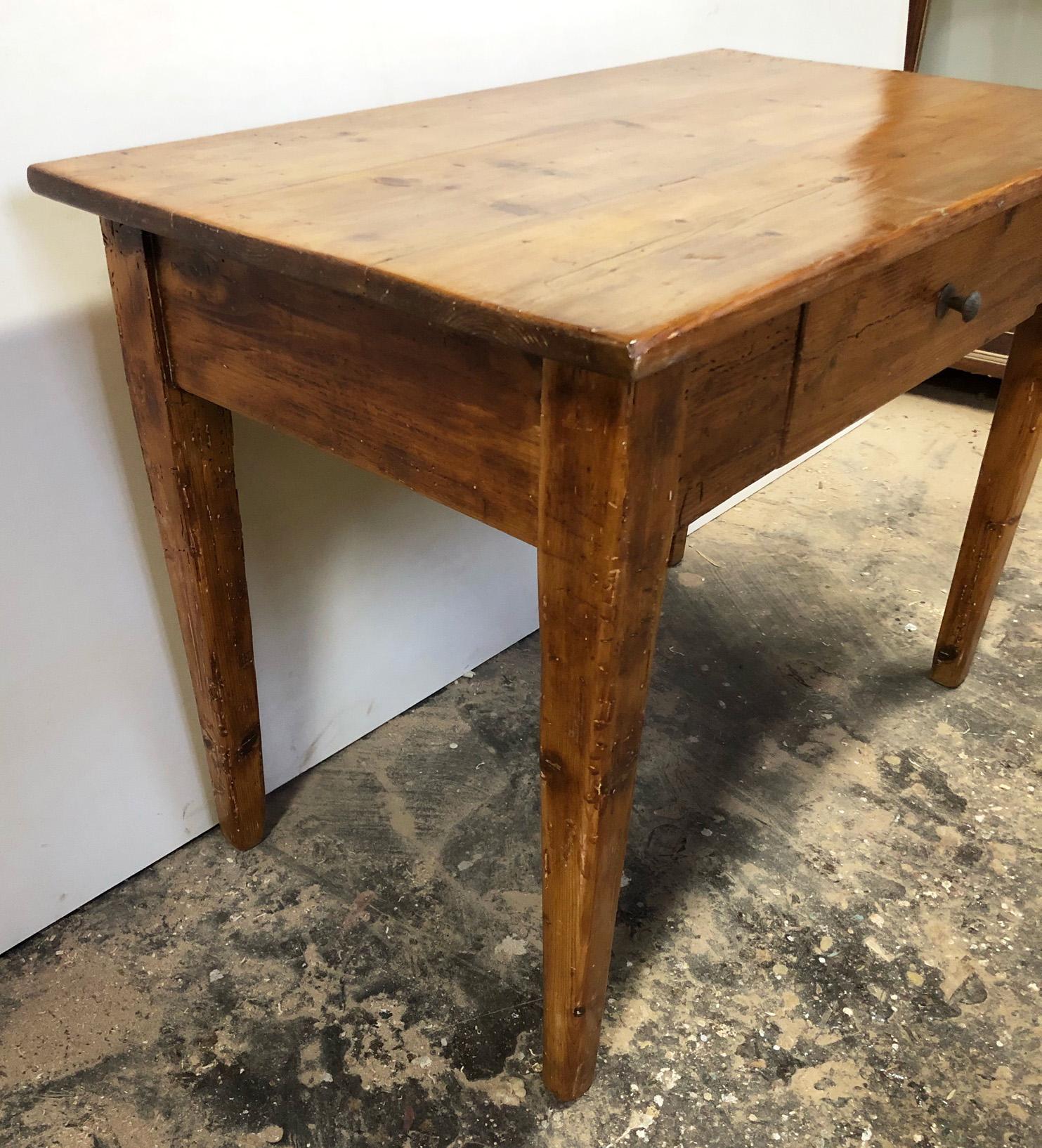Rustic Tuscan Fir Desk Table, Original from 1900, Honey Color 5