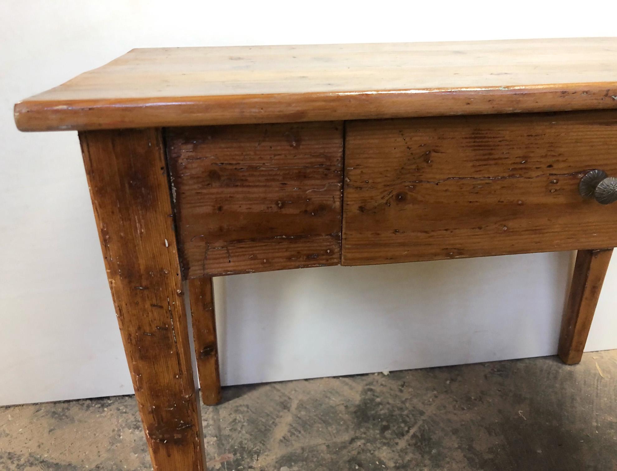 Rustic Tuscan Fir Desk Table, Original from 1900, Honey Color 6