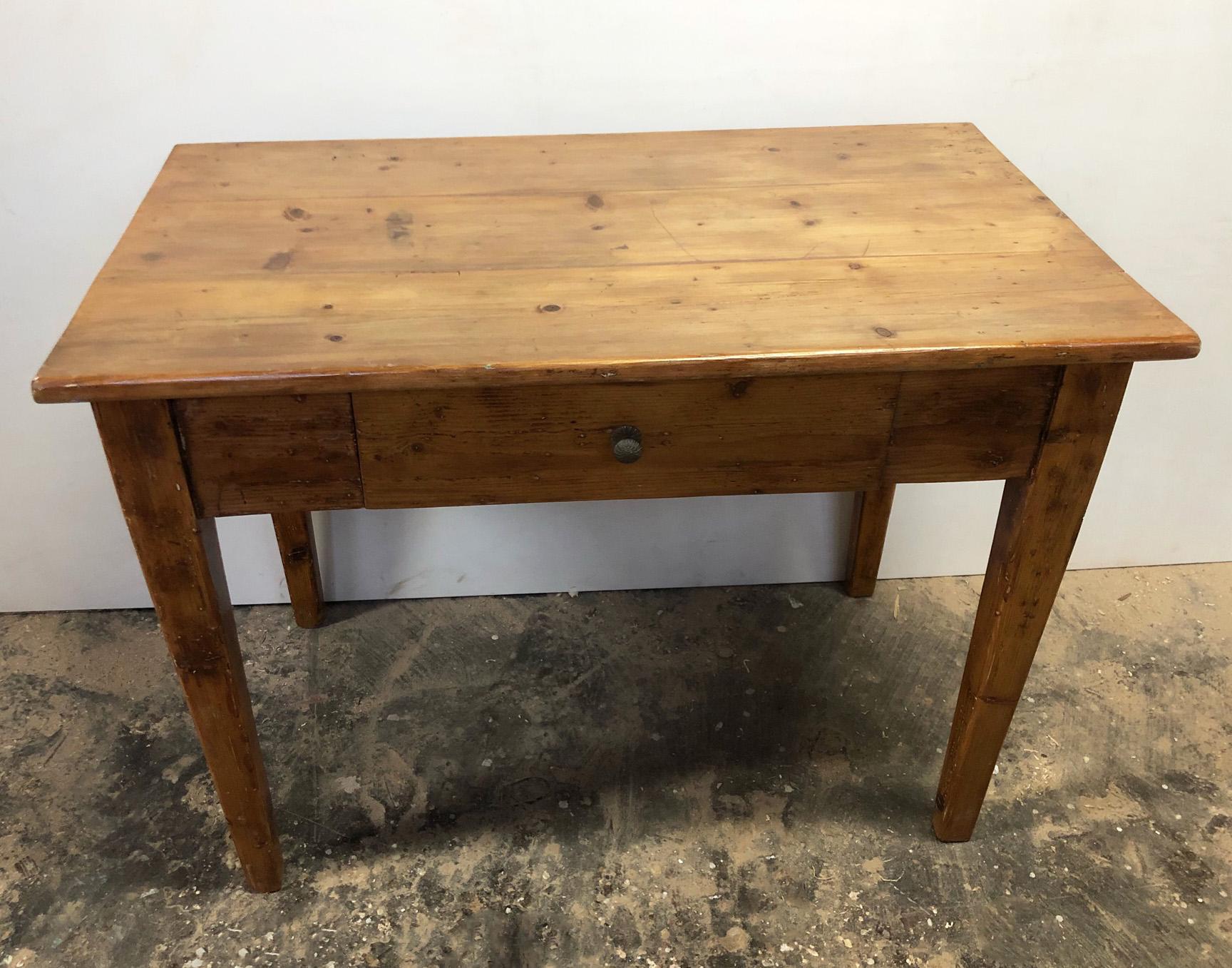Rustic Tuscan Fir Desk Table, Original from 1900, Honey Color 2