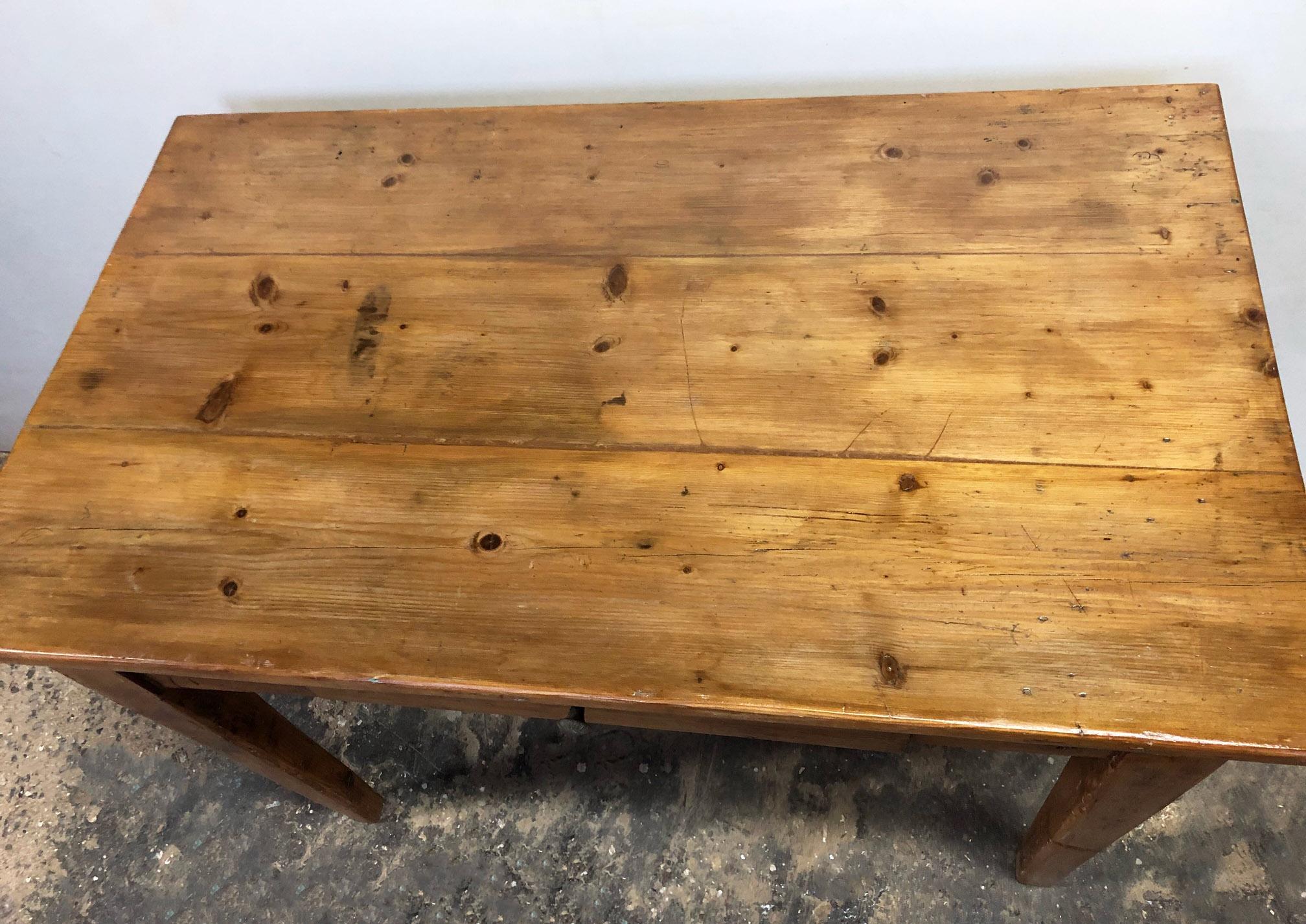 Rustic Tuscan Fir Desk Table, Original from 1900, Honey Color 3