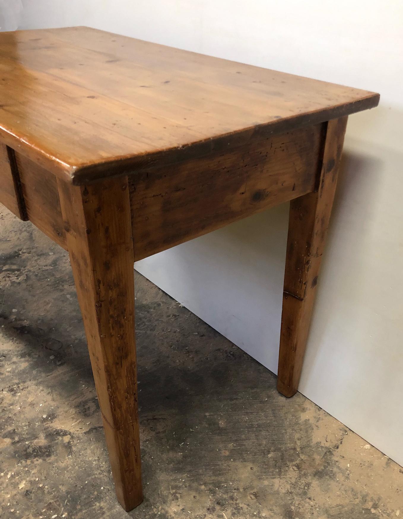 Rustic Tuscan Fir Desk Table, Original from 1900, Honey Color 4