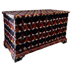 Rustic Tuscan Style Italian Decorated Wooden Chest