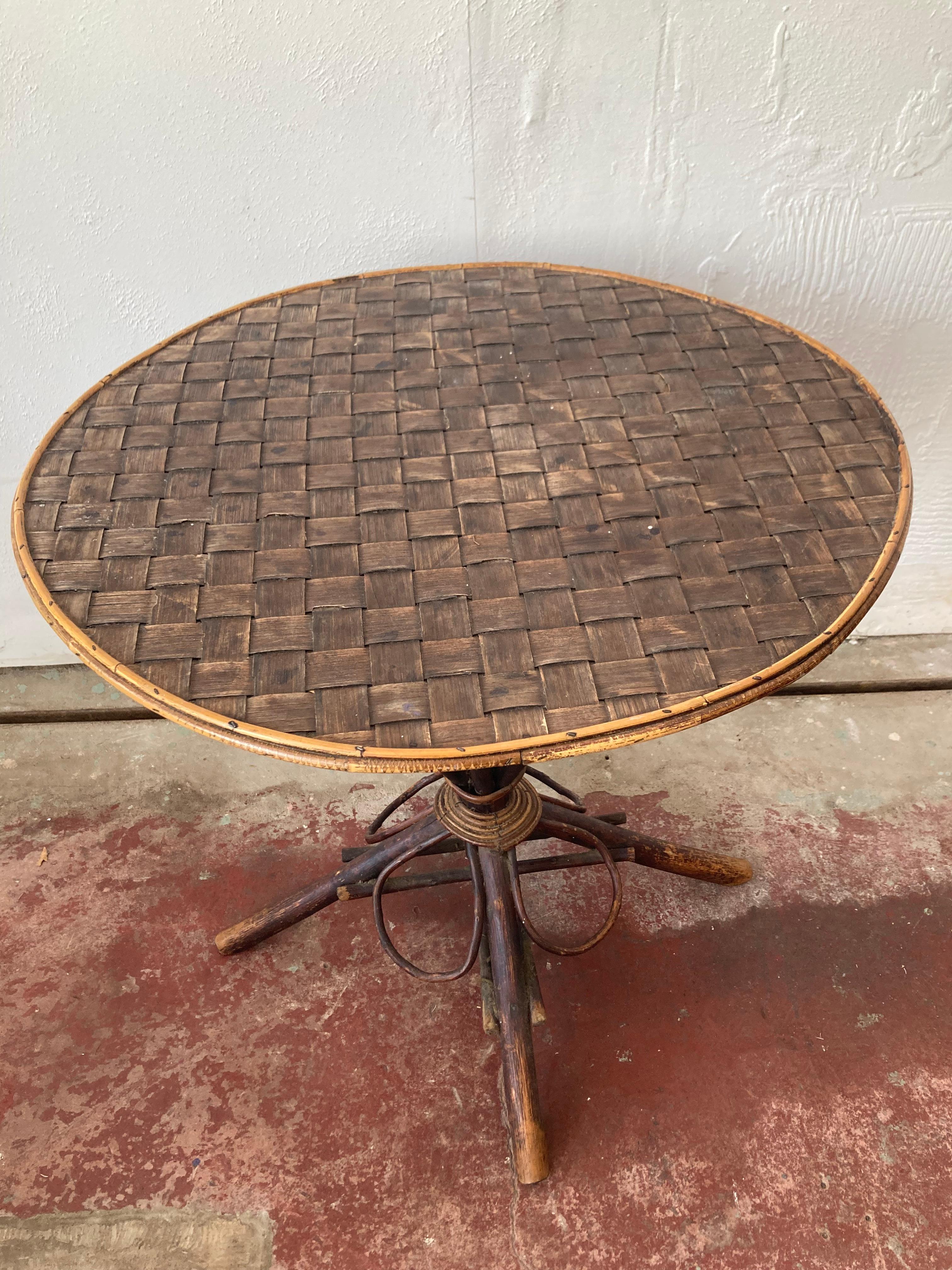 French Provincial Rustic Twig Centre Gueridon Table For Sale