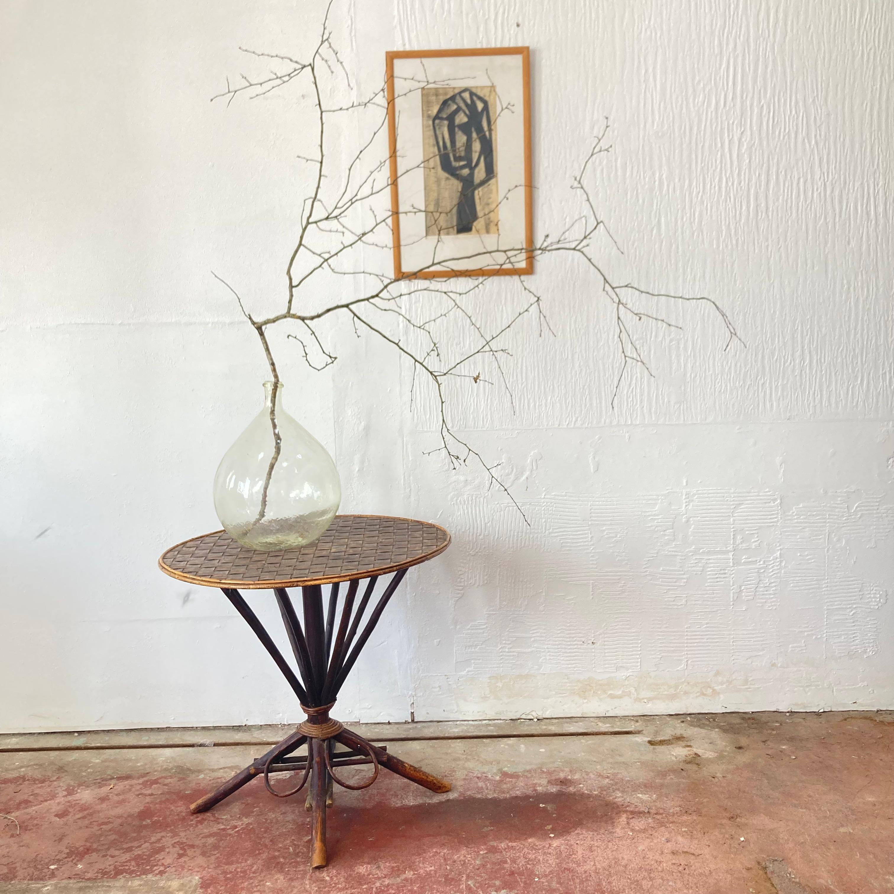 Early 20th Century Rustic Twig Centre Gueridon Table For Sale