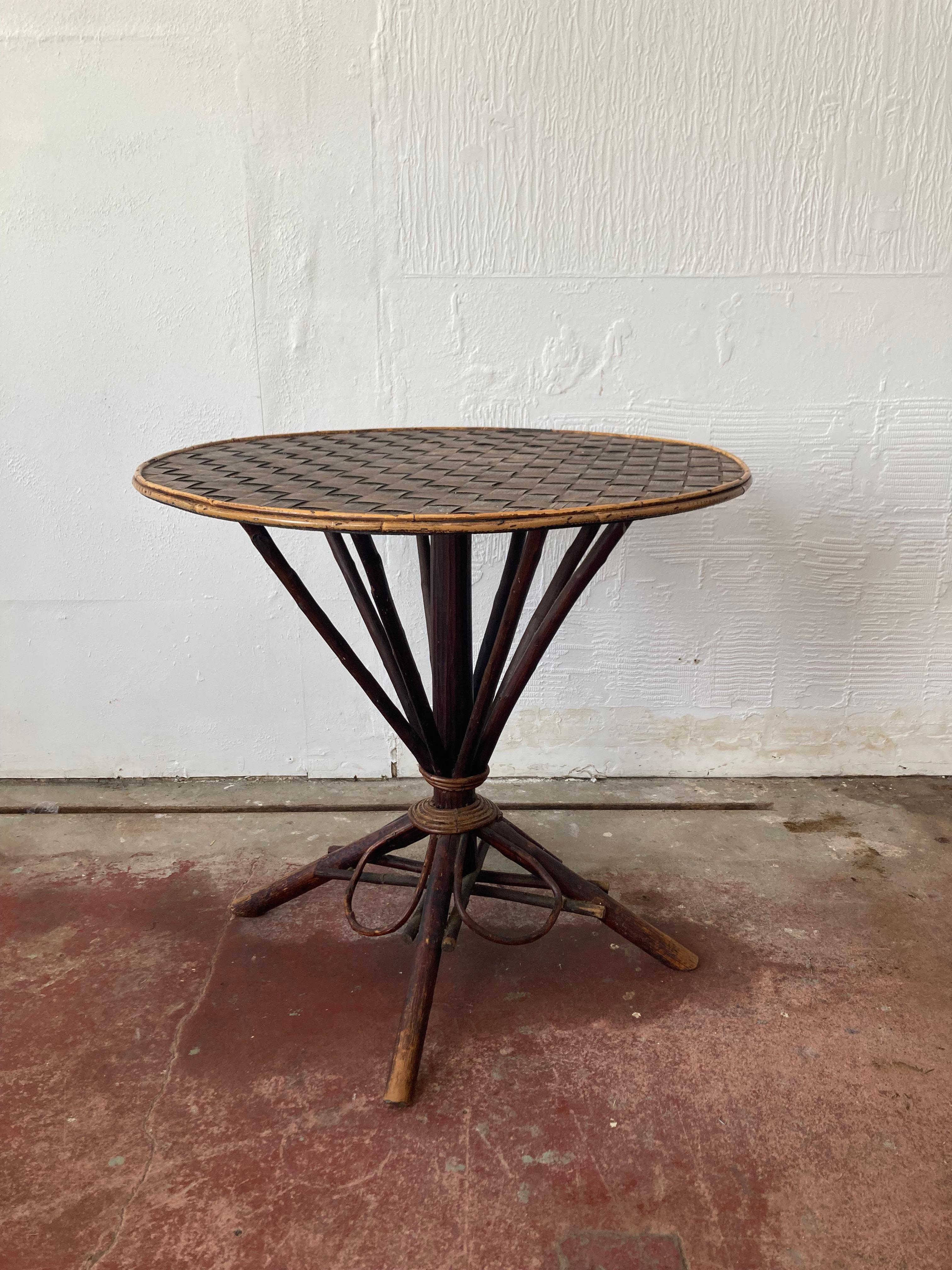 Fruitwood Rustic Twig Centre Gueridon Table For Sale