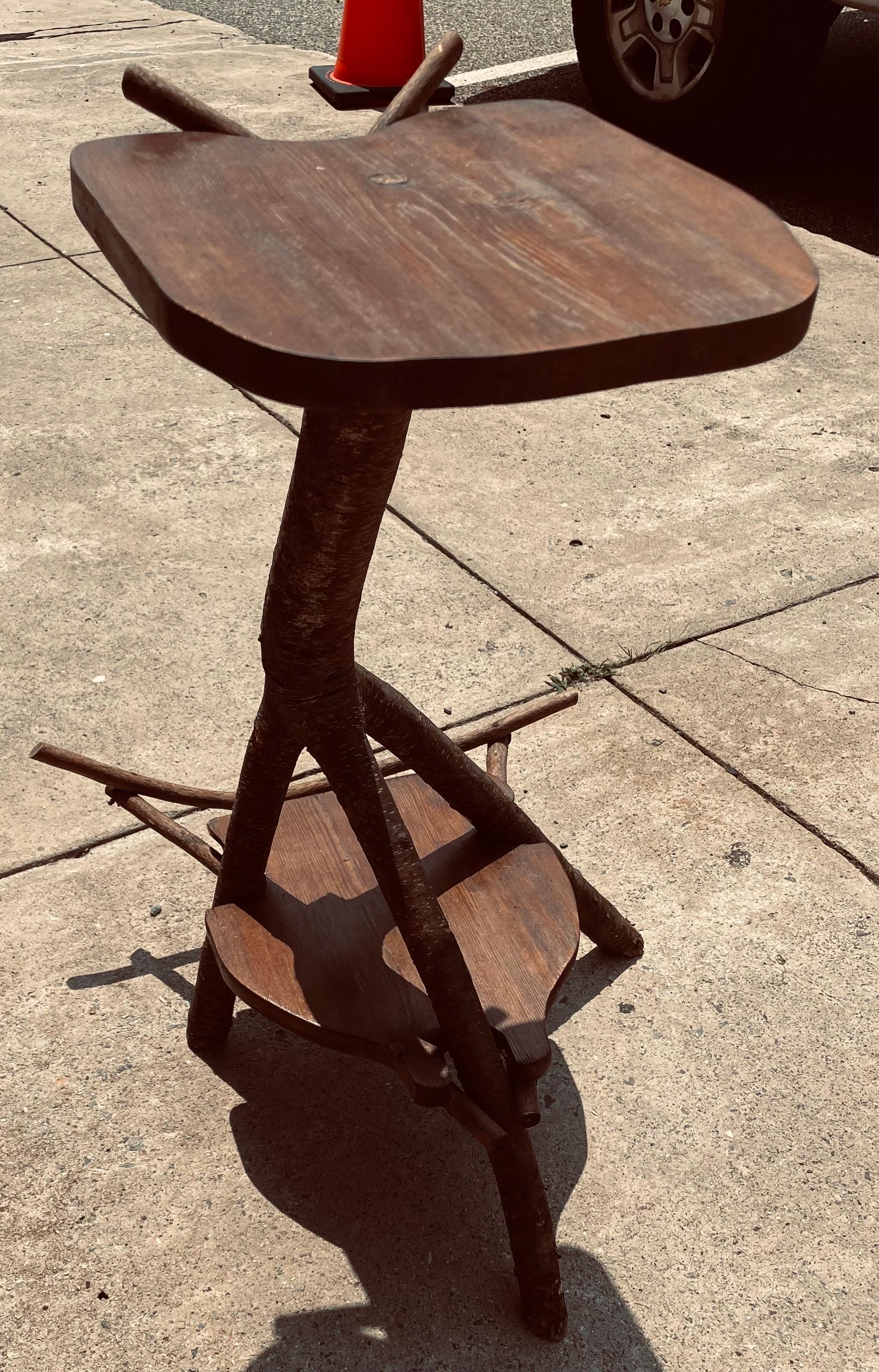 Rustic Twig Stick Branch Handmade Guitar Stand Holder Table Adirondack Cabin For Sale 6