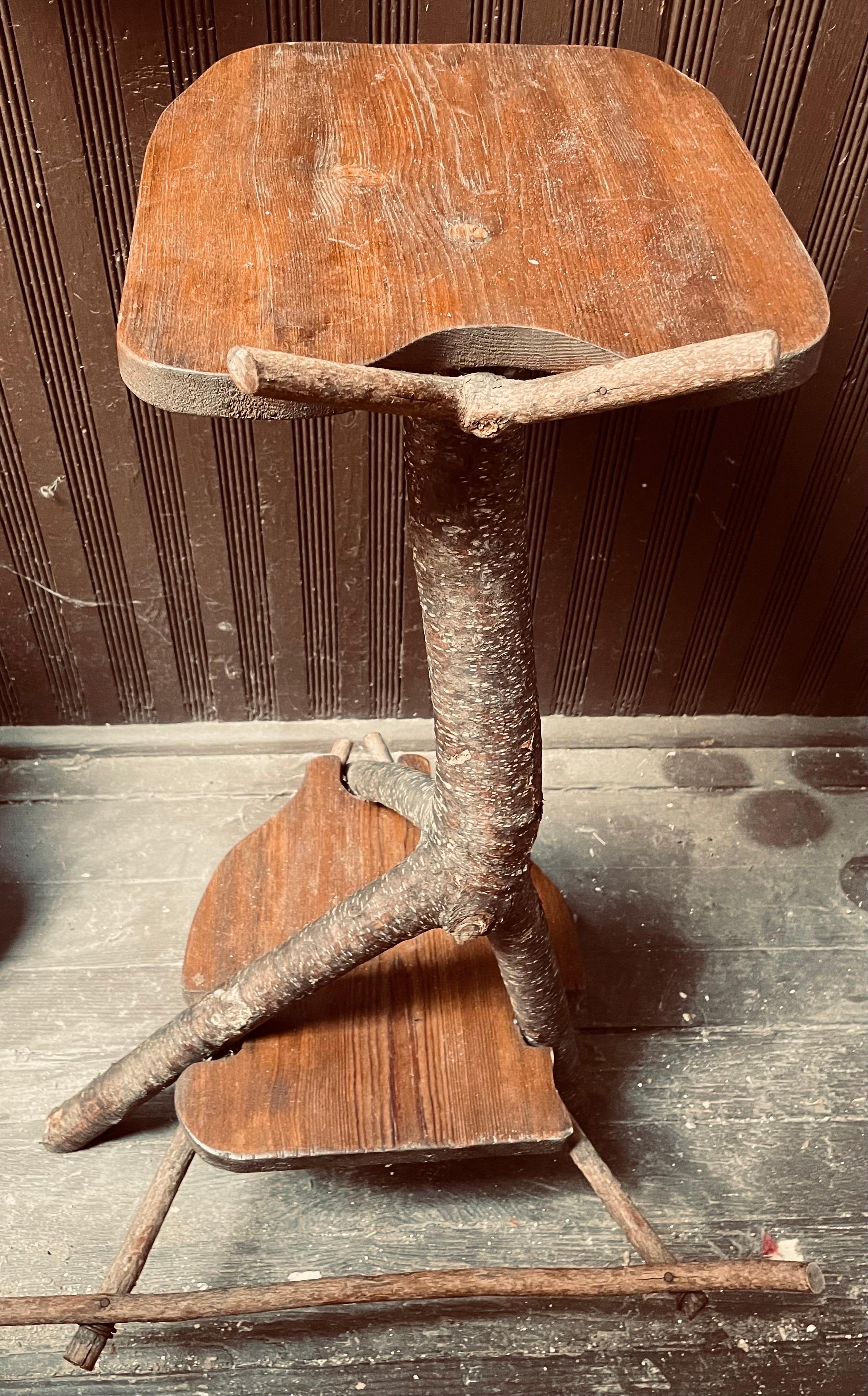 Rustic Twig Stick Branch Handmade Guitar Stand Holder Table Adirondack Cabin For Sale 7