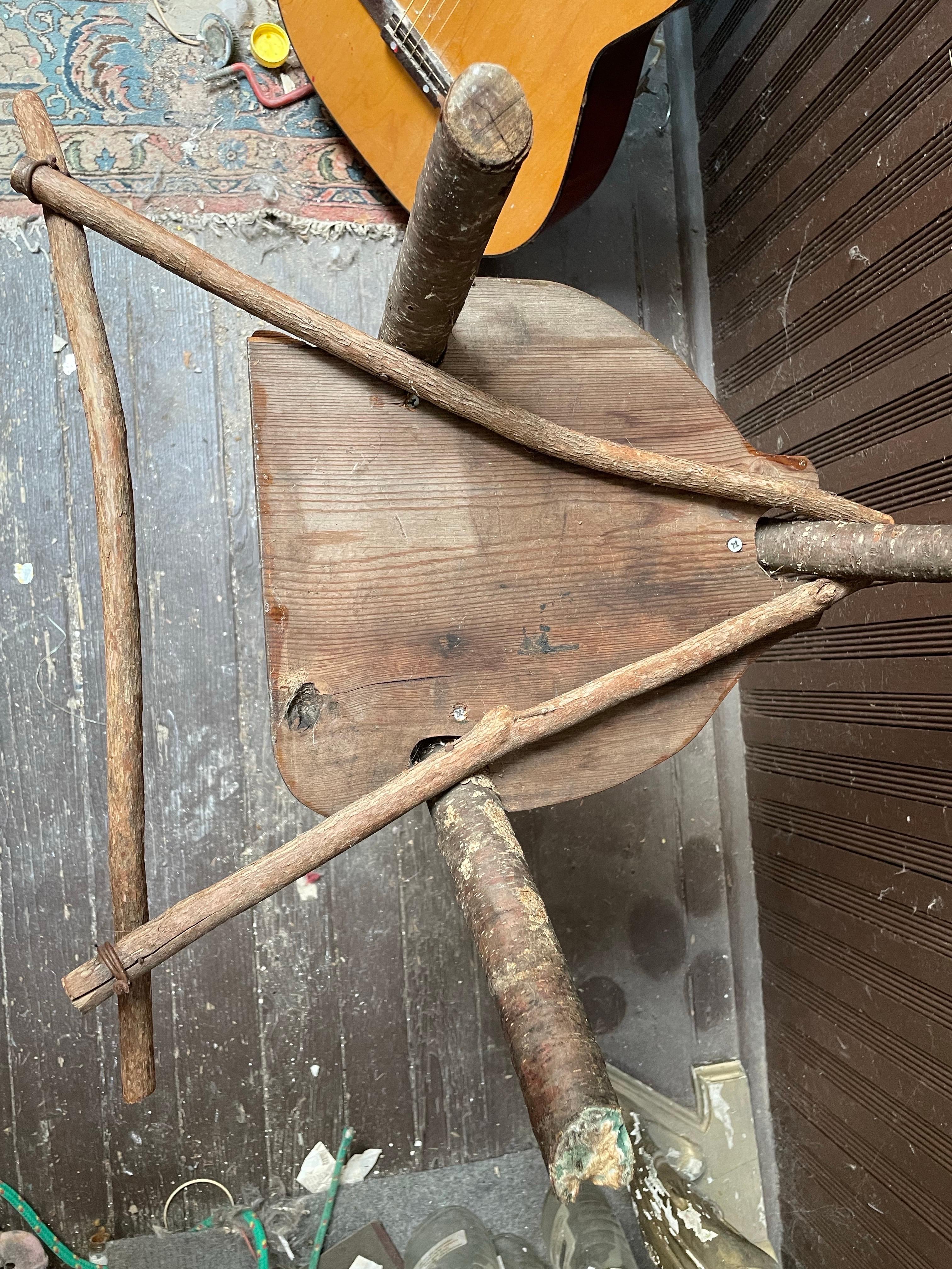 Rustic Twig Stick Branch Handmade Guitar Stand Holder Table Adirondack Cabin For Sale 8