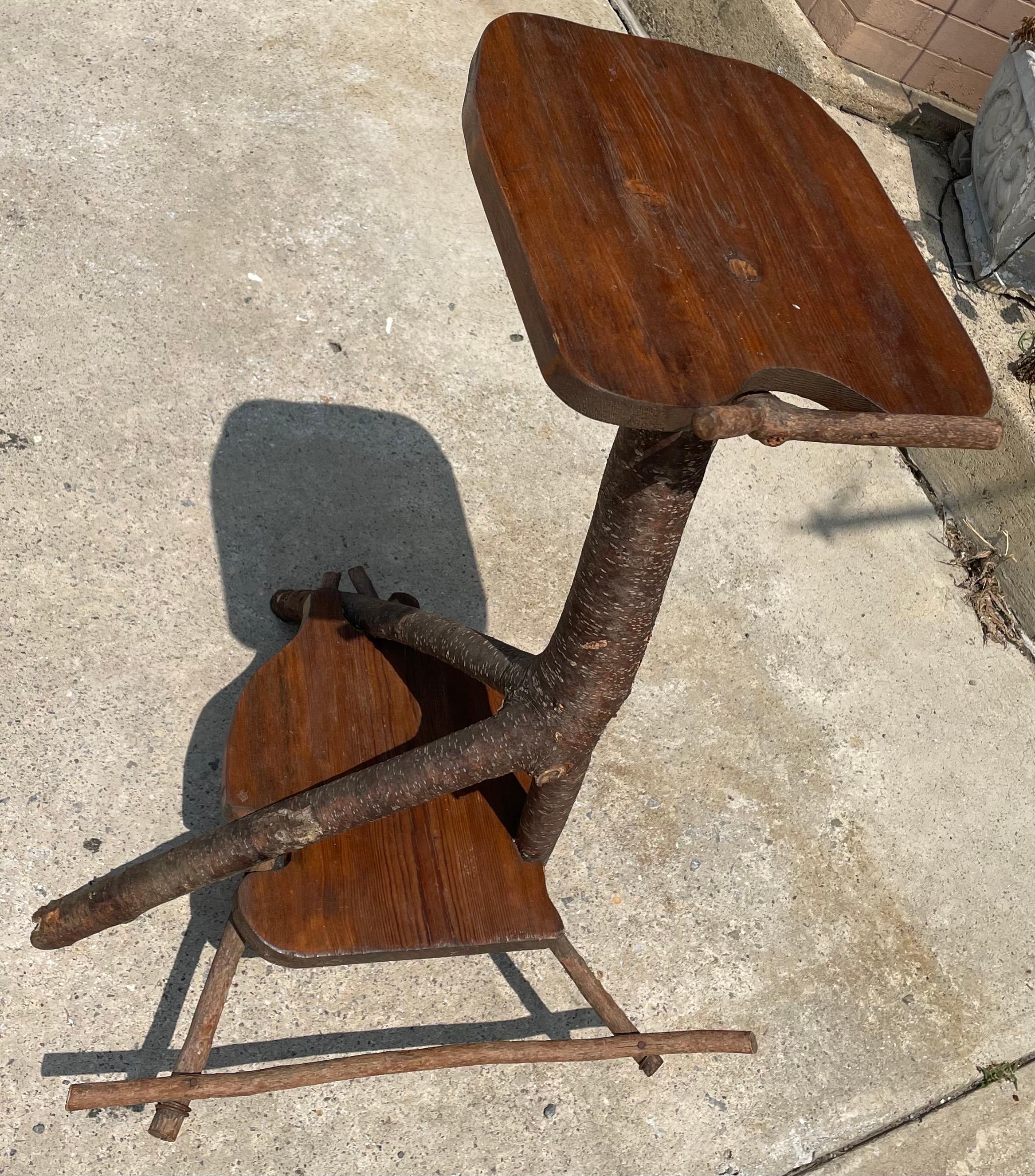 American Rustic Twig Stick Branch Handmade Guitar Stand Holder Table Adirondack Cabin For Sale