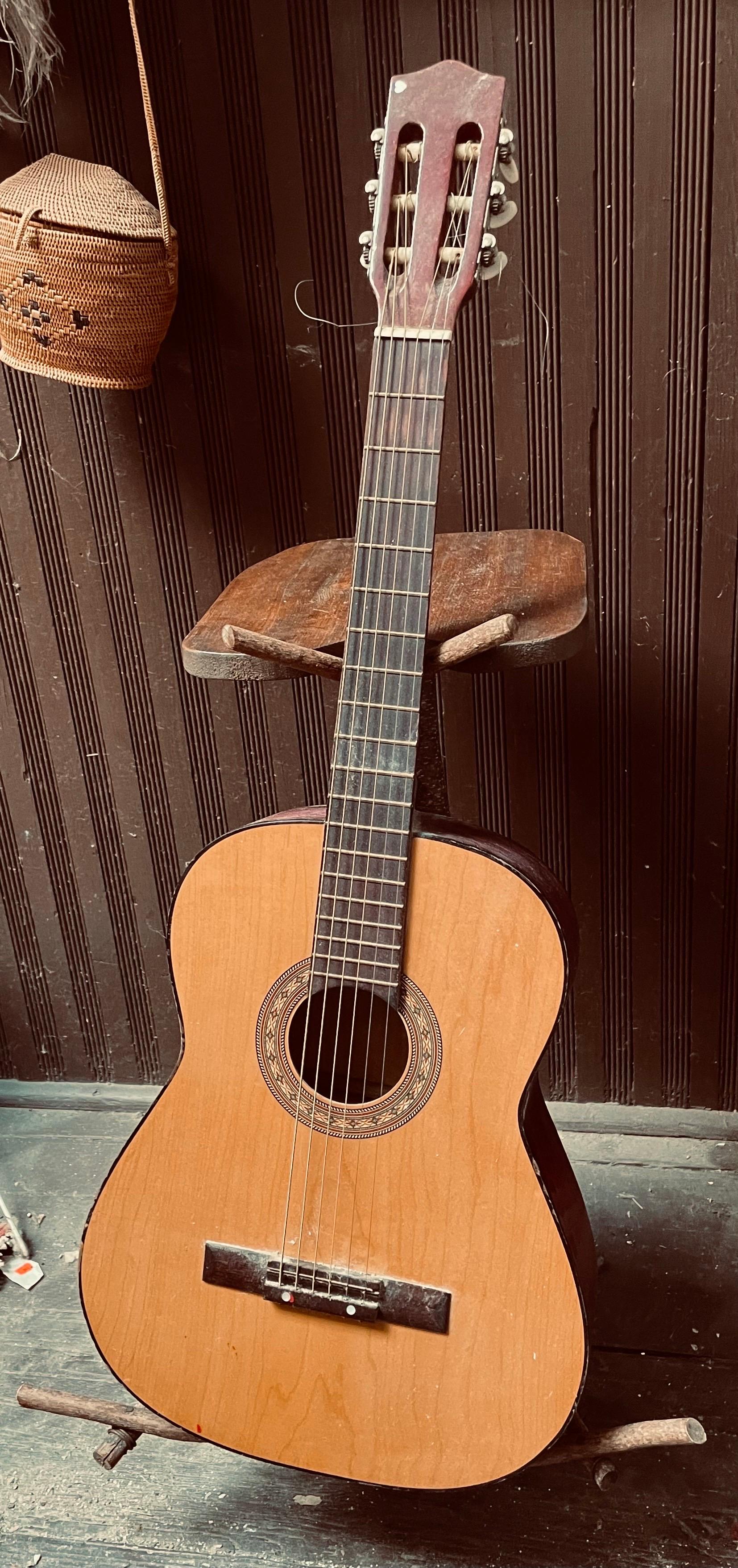 20th Century Rustic Twig Stick Branch Handmade Guitar Stand Holder Table Adirondack Cabin For Sale