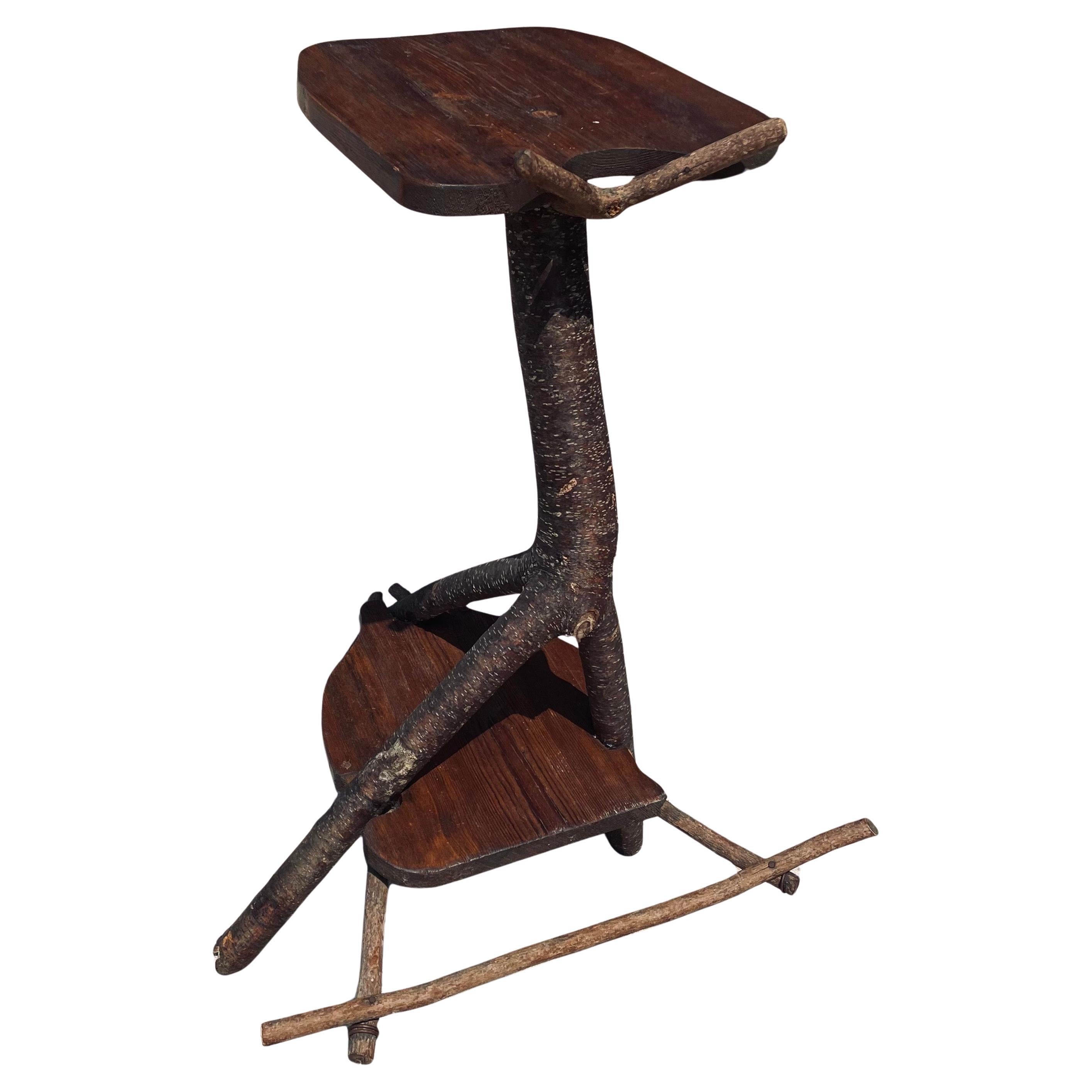 Rustic Twig Stick Branch Handmade Guitar Stand Holder Table Adirondack Cabin For Sale