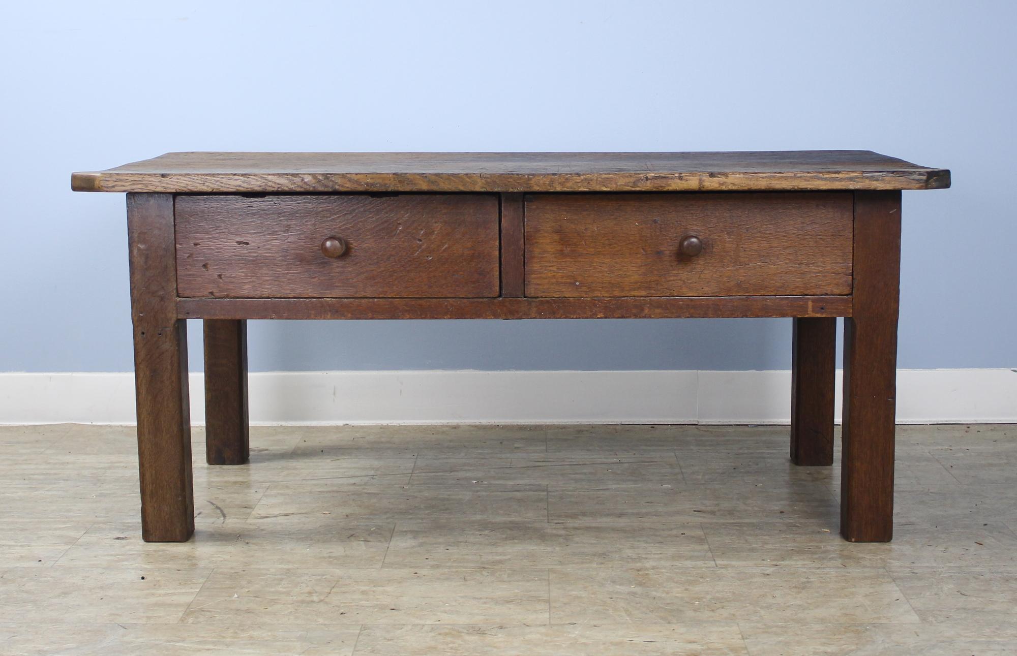 French Rustic Two Drawer Oak Coffee Table