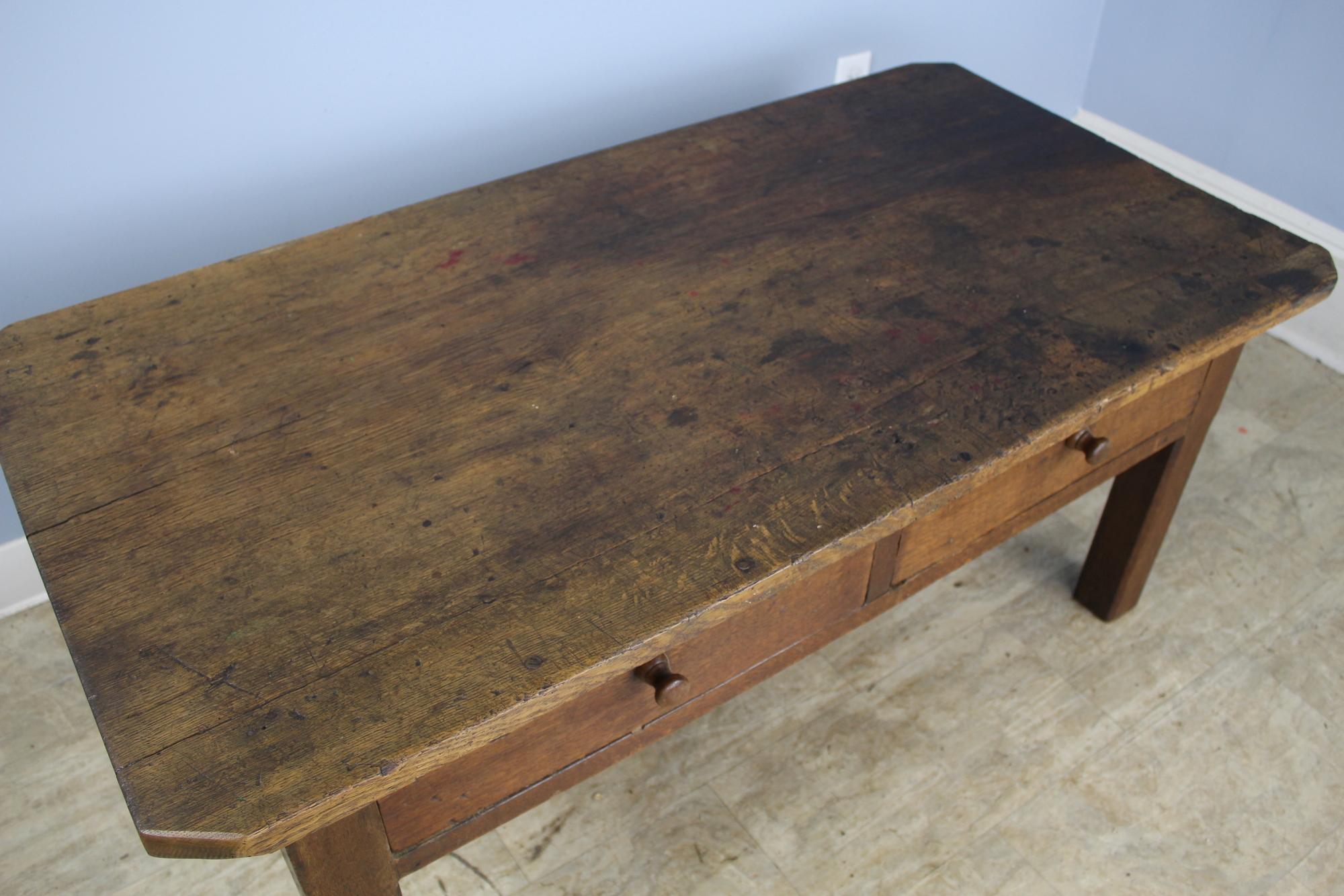 19th Century Rustic Two Drawer Oak Coffee Table