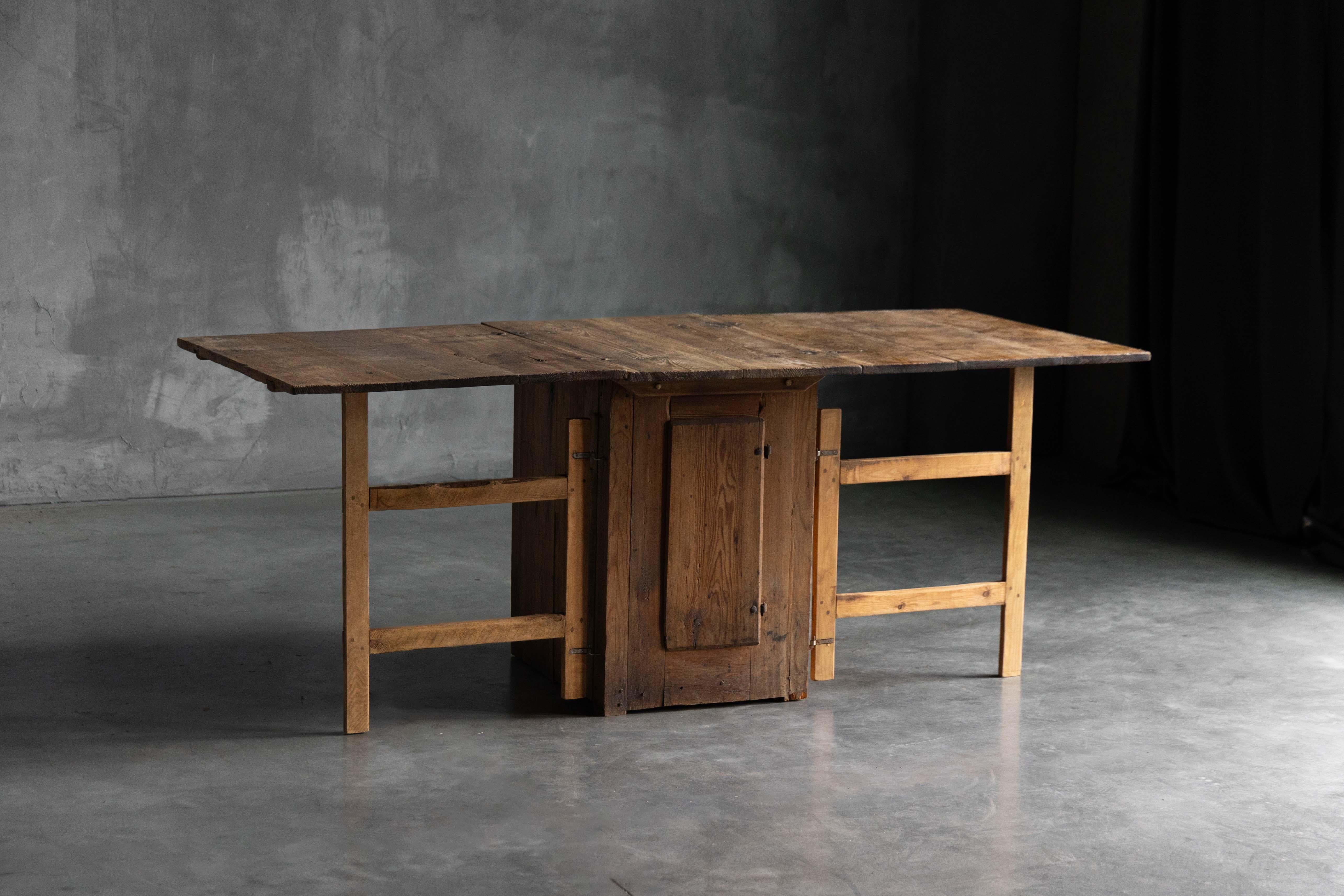 Wood Rustic Vernacular Drop-Leaf Worktable, France, 19th Century For Sale