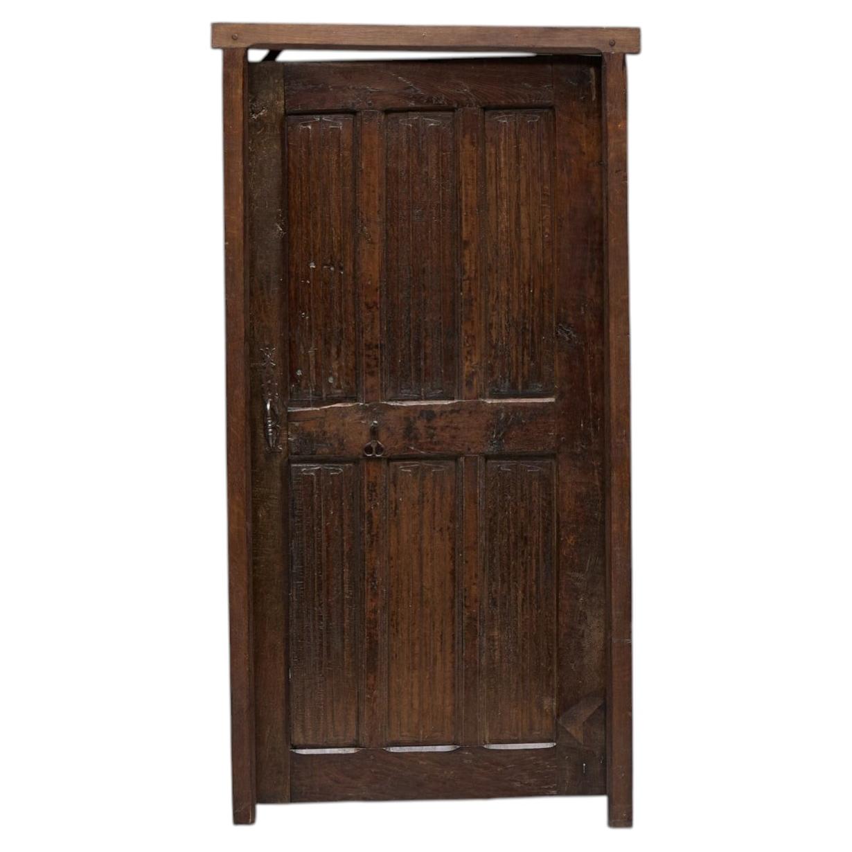 Rustic Vernacular Hand-Carved Oak Door, France, Early 19th Century