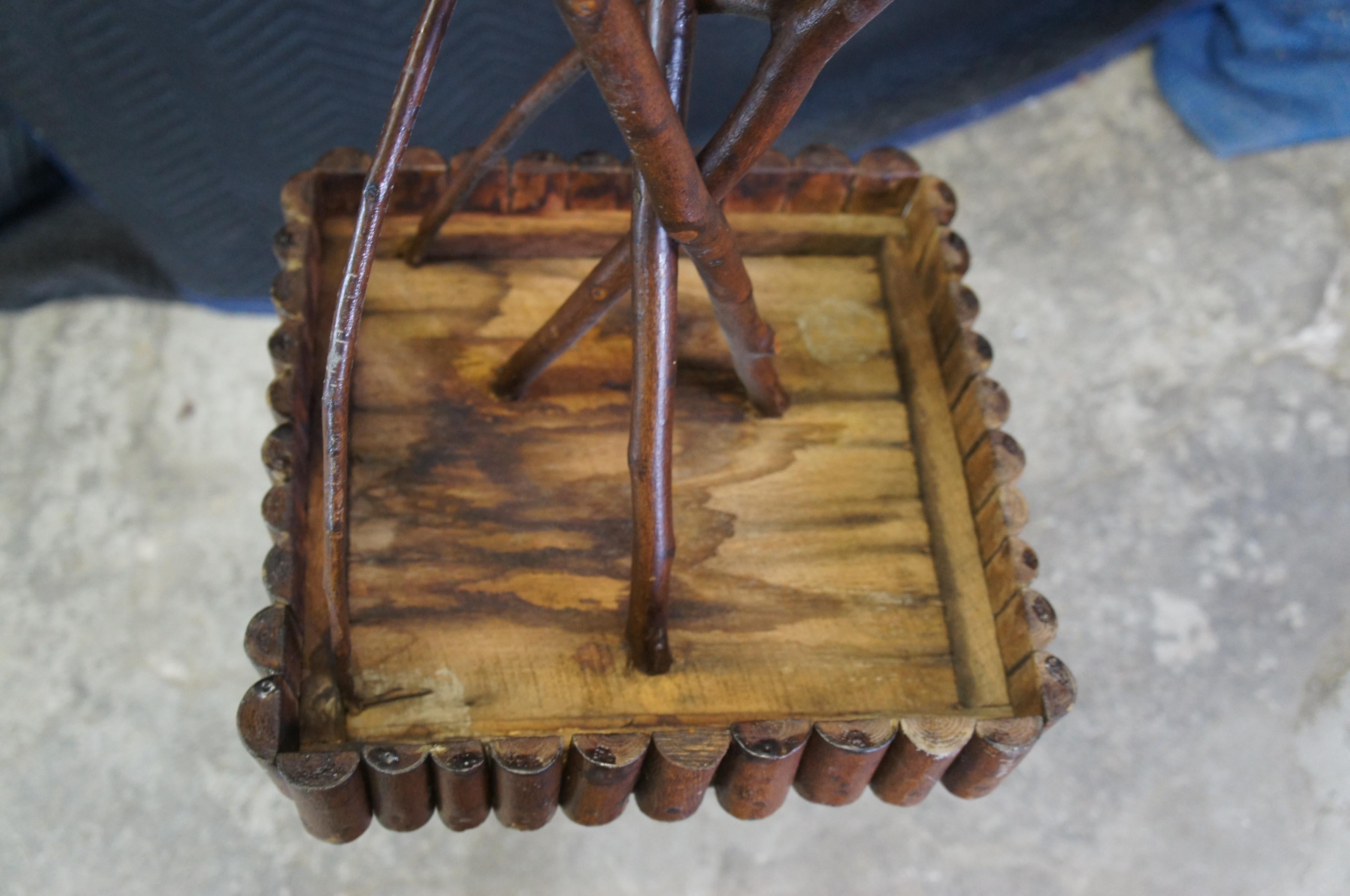 Rustic Vintage Adirondack Cabin Lodge Accent Table Stick Branch Plant Stand 5