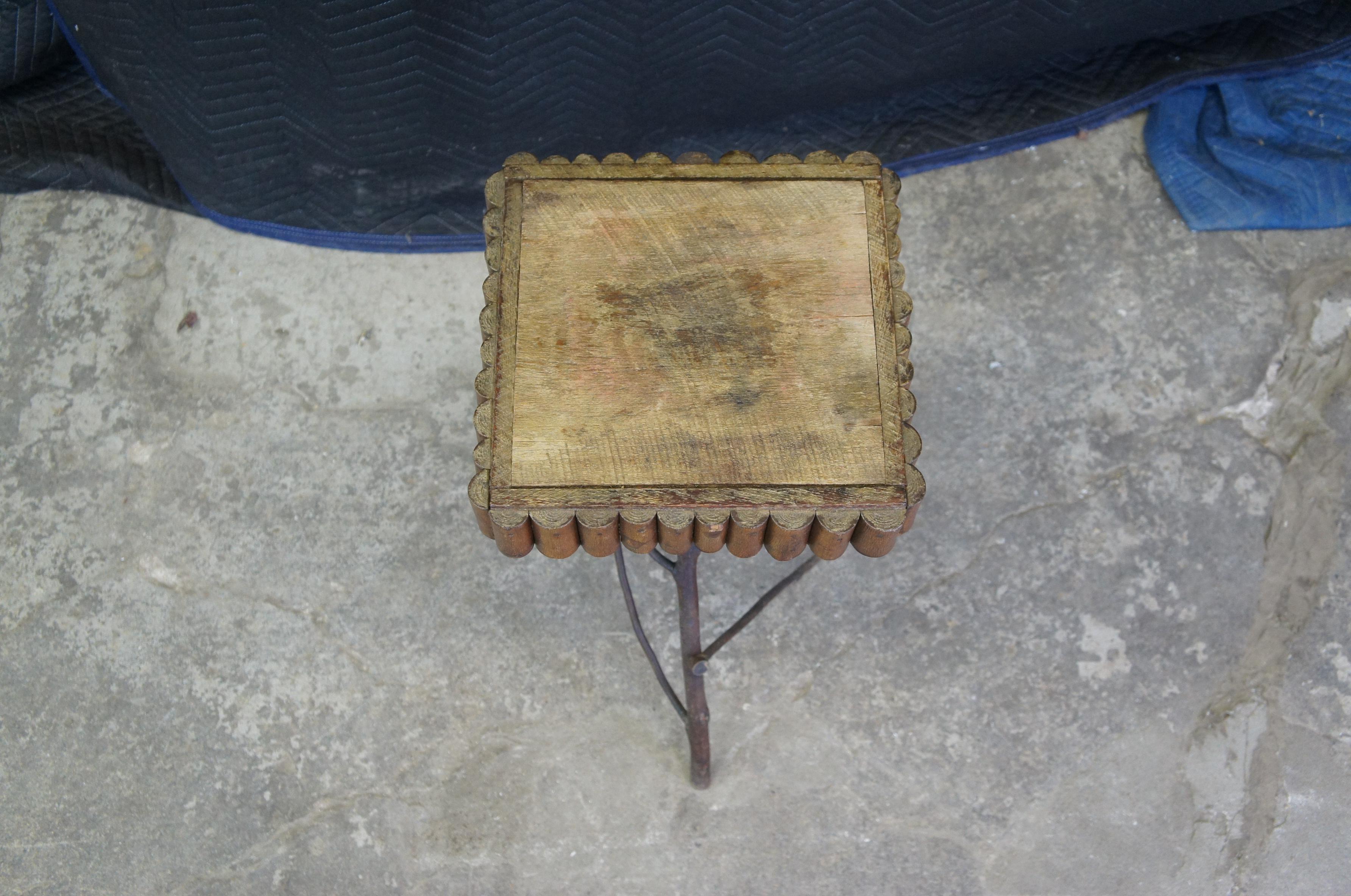 20th Century Rustic Vintage Adirondack Cabin Lodge Accent Table Stick Branch Plant Stand