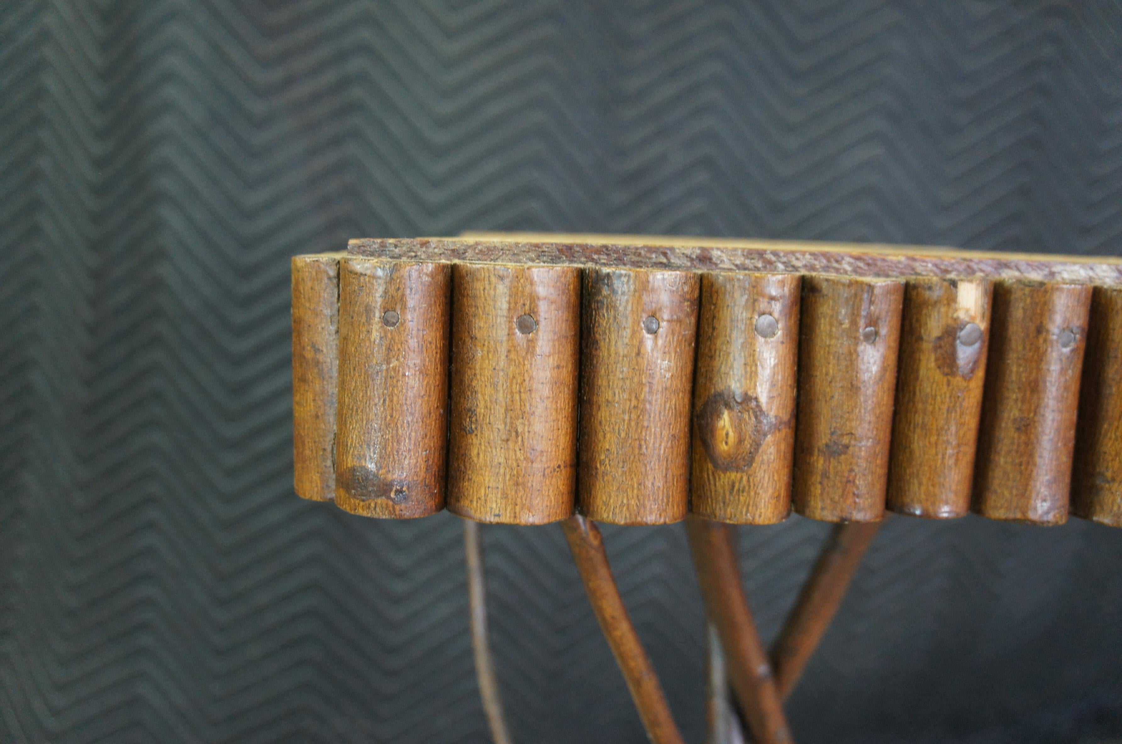 Hardwood Rustic Vintage Adirondack Cabin Lodge Accent Table Stick Branch Plant Stand