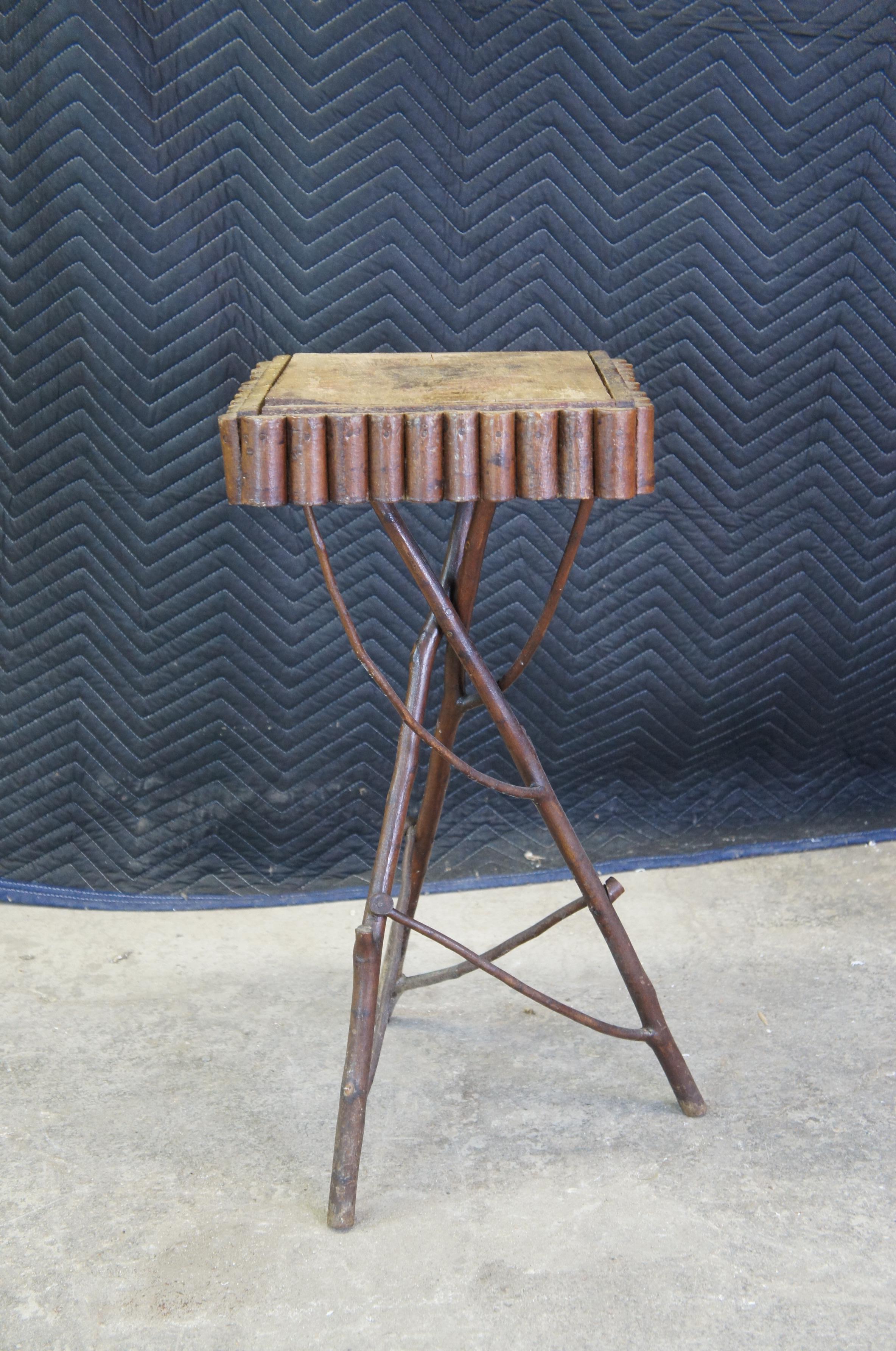 Rustic Vintage Adirondack Cabin Lodge Accent Table Stick Branch Plant Stand 2