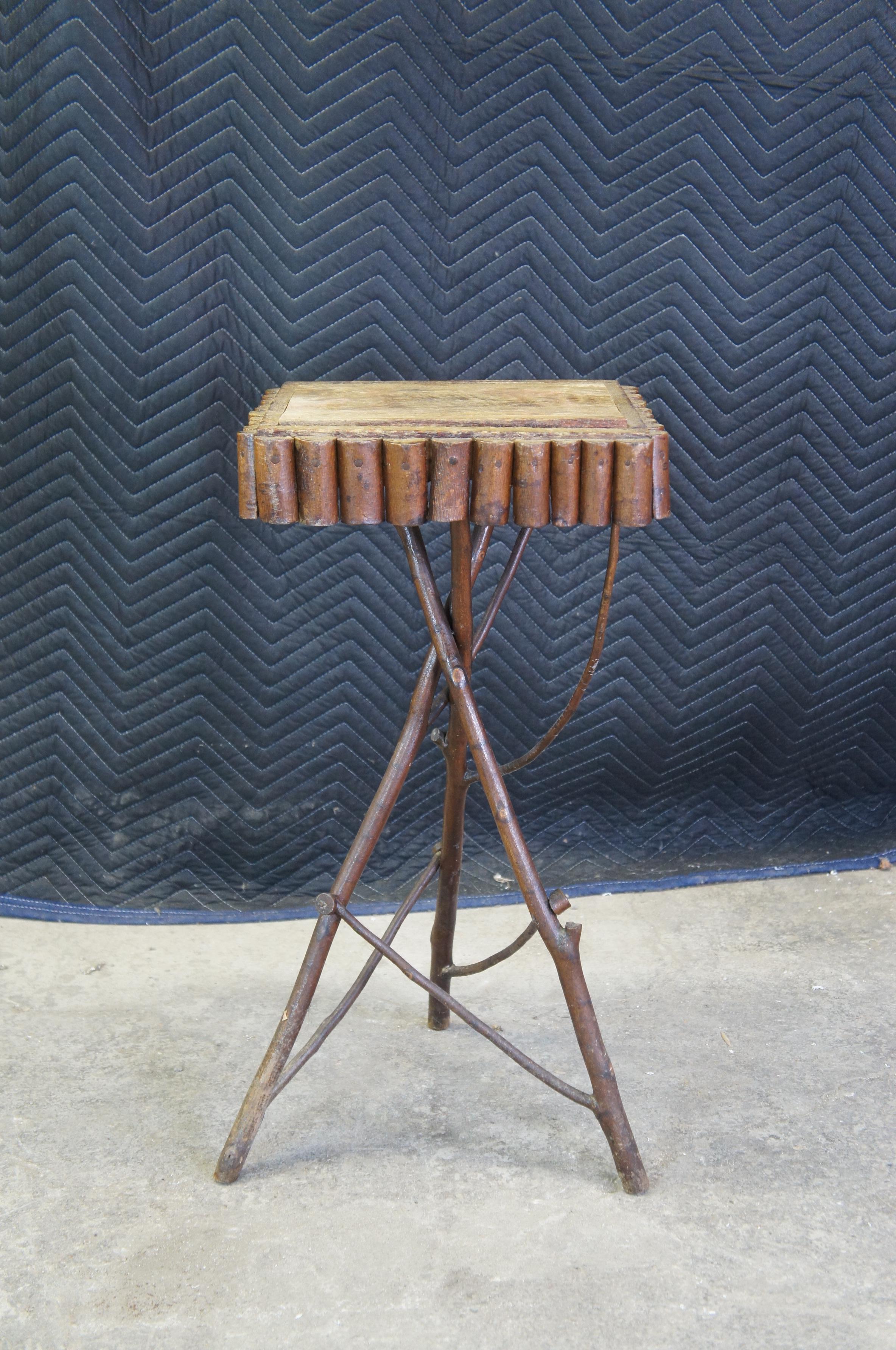 Rustic Vintage Adirondack Cabin Lodge Accent Table Stick Branch Plant Stand 3