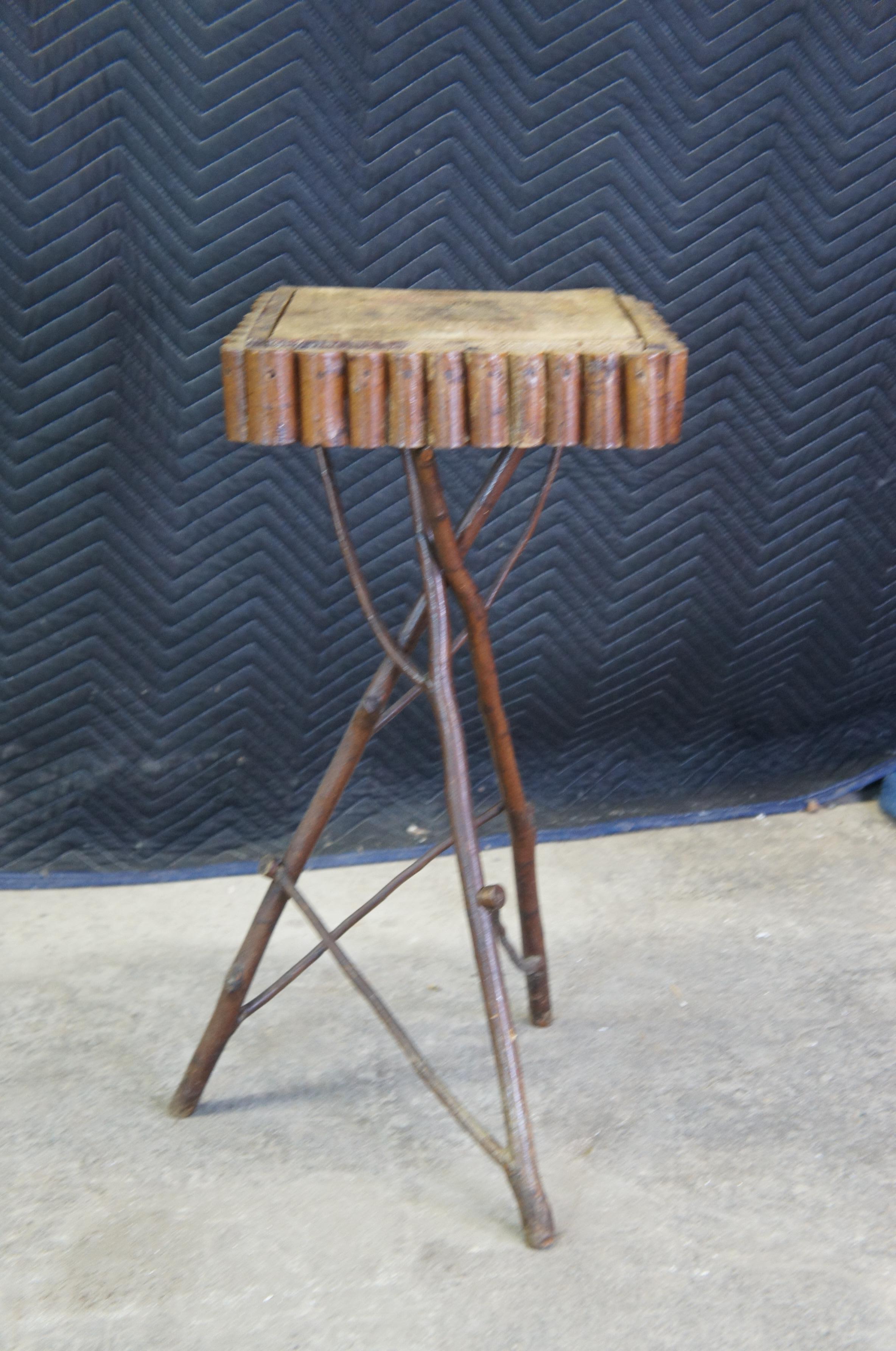 Rustic Vintage Adirondack Cabin Lodge Accent Table Stick Branch Plant Stand 4