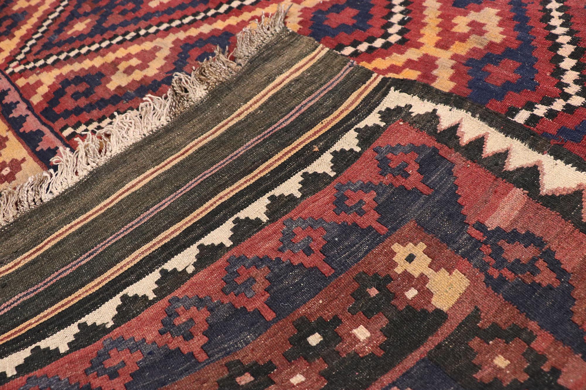 20th Century Rustic Vintage Afghan Kilim Rug, Southwest Desert Meets Contemporary Santa Fe For Sale