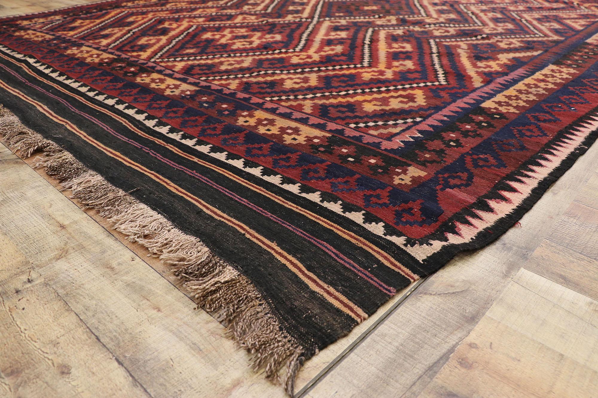 Wool Rustic Vintage Afghan Kilim Rug, Southwest Desert Meets Contemporary Santa Fe For Sale
