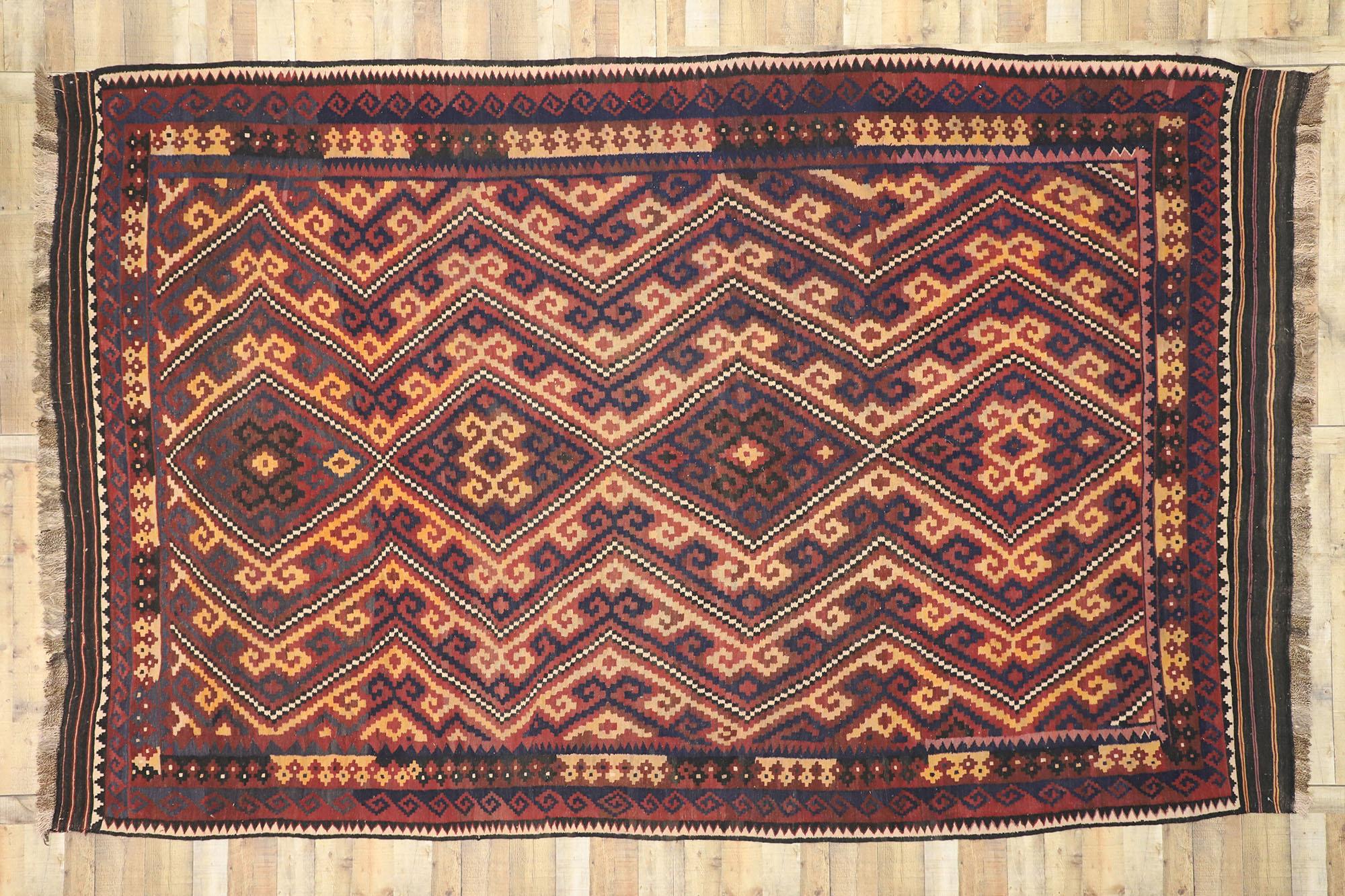 Rustique Vintage Afghan Kilim Rug, Southwest Desert Meets Contemporary Santa Fe en vente 2
