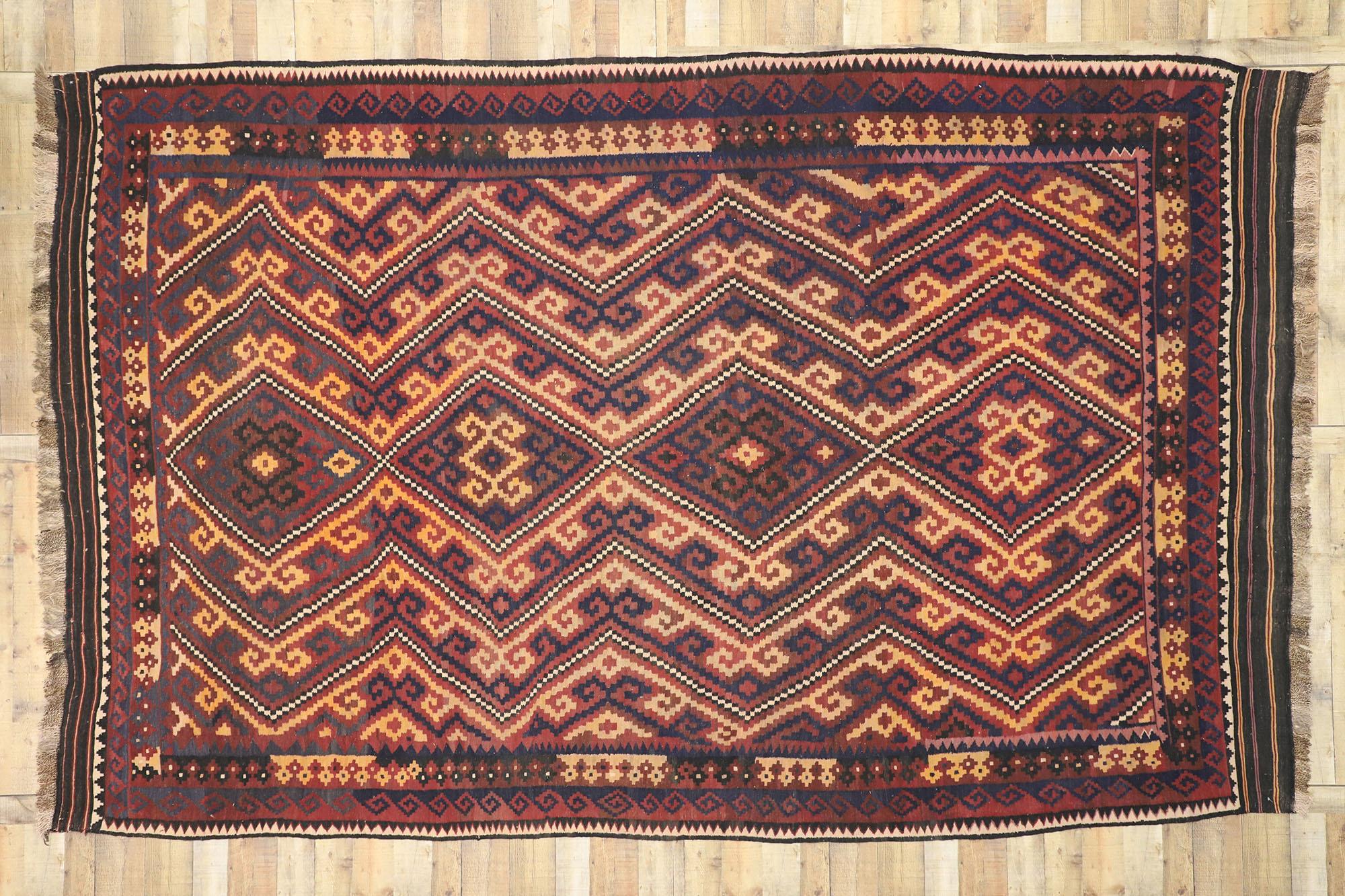 Rustic Vintage Afghan Kilim Rug, Southwest Desert Meets Contemporary Santa Fe For Sale 2