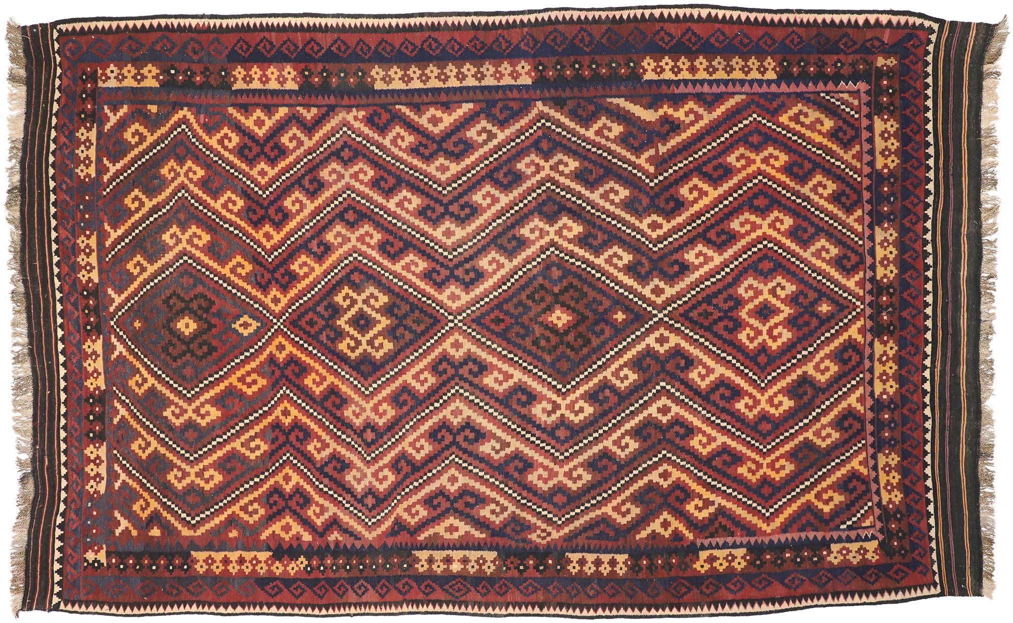 Rustique Vintage Afghan Kilim Rug, Southwest Desert Meets Contemporary Santa Fe en vente 3