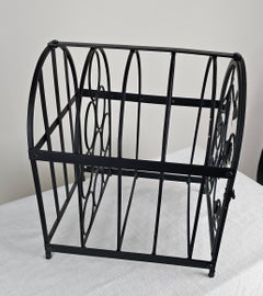 Rustic Vintage Black Metal Ivy Wine Table Display Rack
