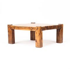 Rustic Vintage Brutalist Mid-Century Coffee Table from Oak
