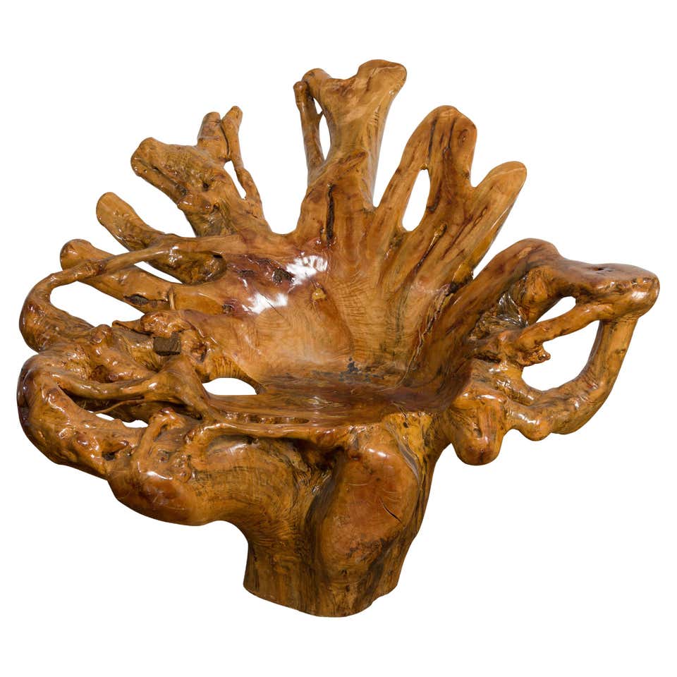 Vintage Chinese Unusual Root Table with Seating at 1stDibs