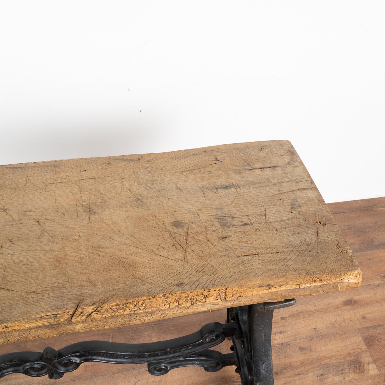 Rustic Vintage Console Table with Cast Iron Industrial Legs, circa 1900s For Sale 6