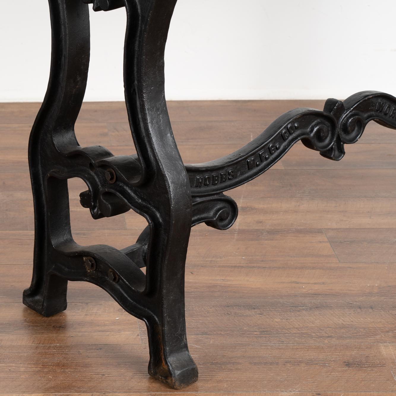 20th Century Rustic Vintage Console Table with Cast Iron Industrial Legs, circa 1900s For Sale