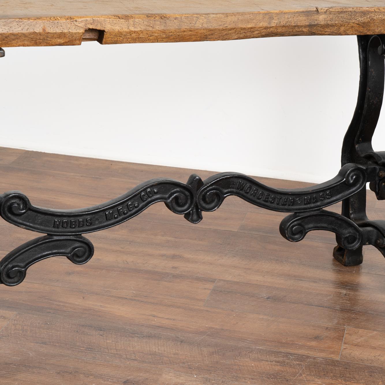 Rustic Vintage Console Table with Cast Iron Industrial Legs, circa 1900s For Sale 1