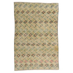 Rustic Retro Distressed Turkish Sivas Rug with Faded Earth-Tone Colors