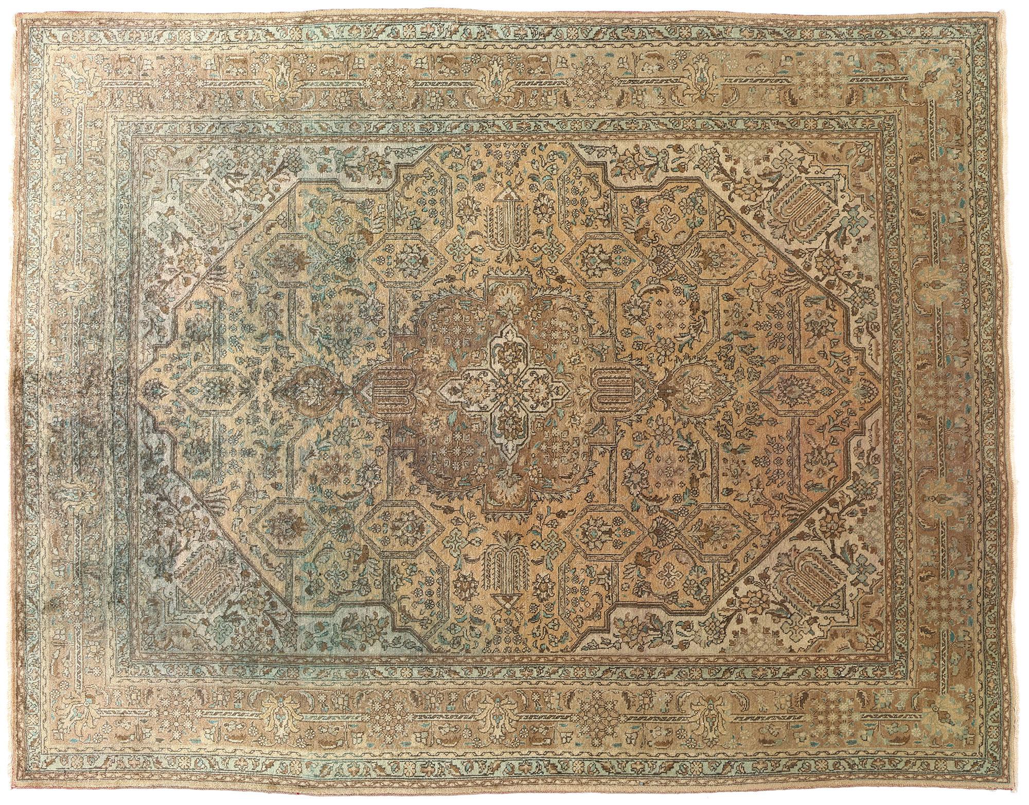 Tappeto Tabriz persiano rustico anni '50 in tonalità terra con stile moderno in vendita 3