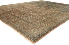 1950's Rustic Earth-Tone Persian Tabriz Carpet with Modern Style
