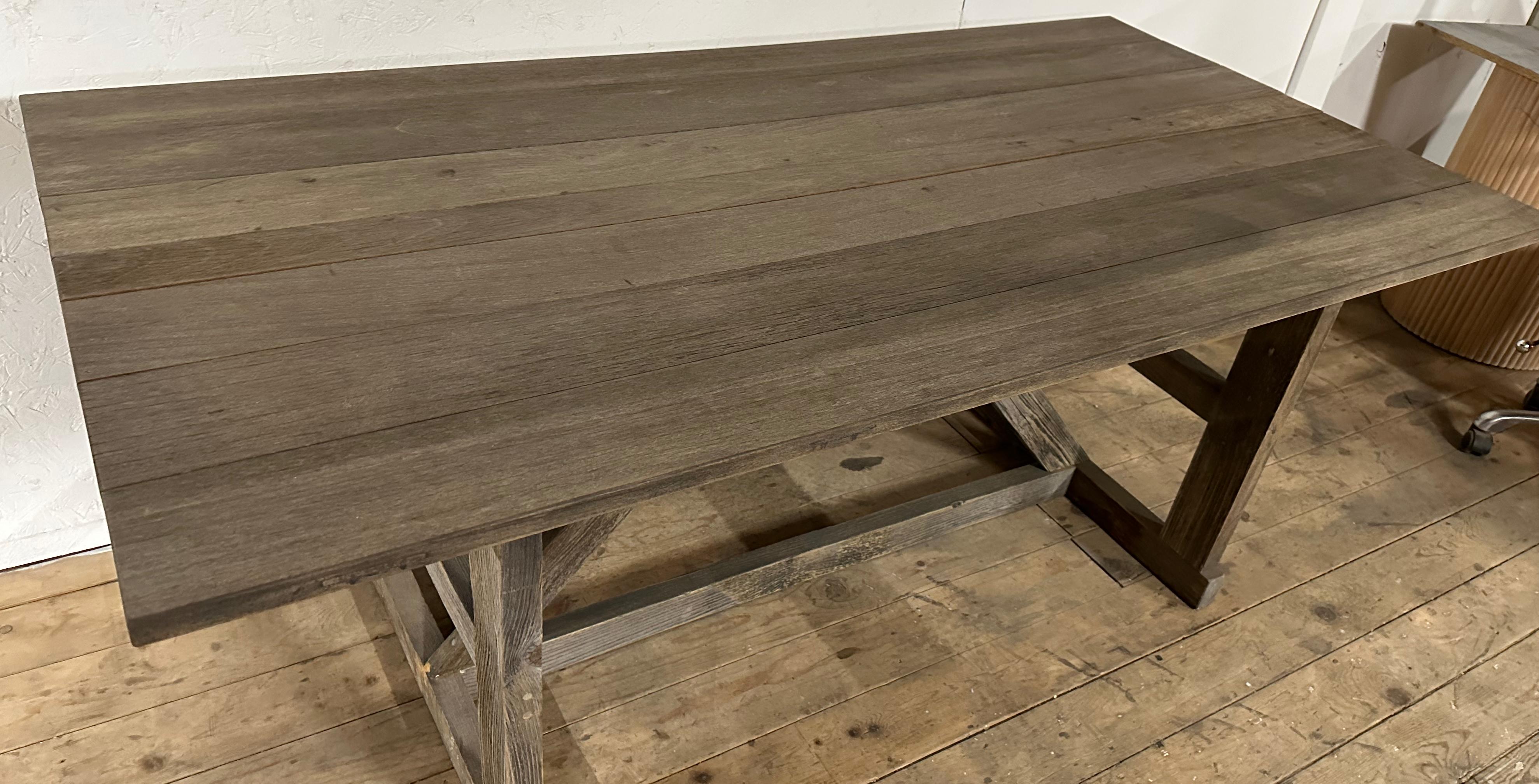 Industrial Country Style work table, kitchen, or dining table made from reclaimed wood. Use it in a modern or traditional setting, this table will add interest and character to any room.  Antique distressed farm table. Rustic table. Kitchen prep