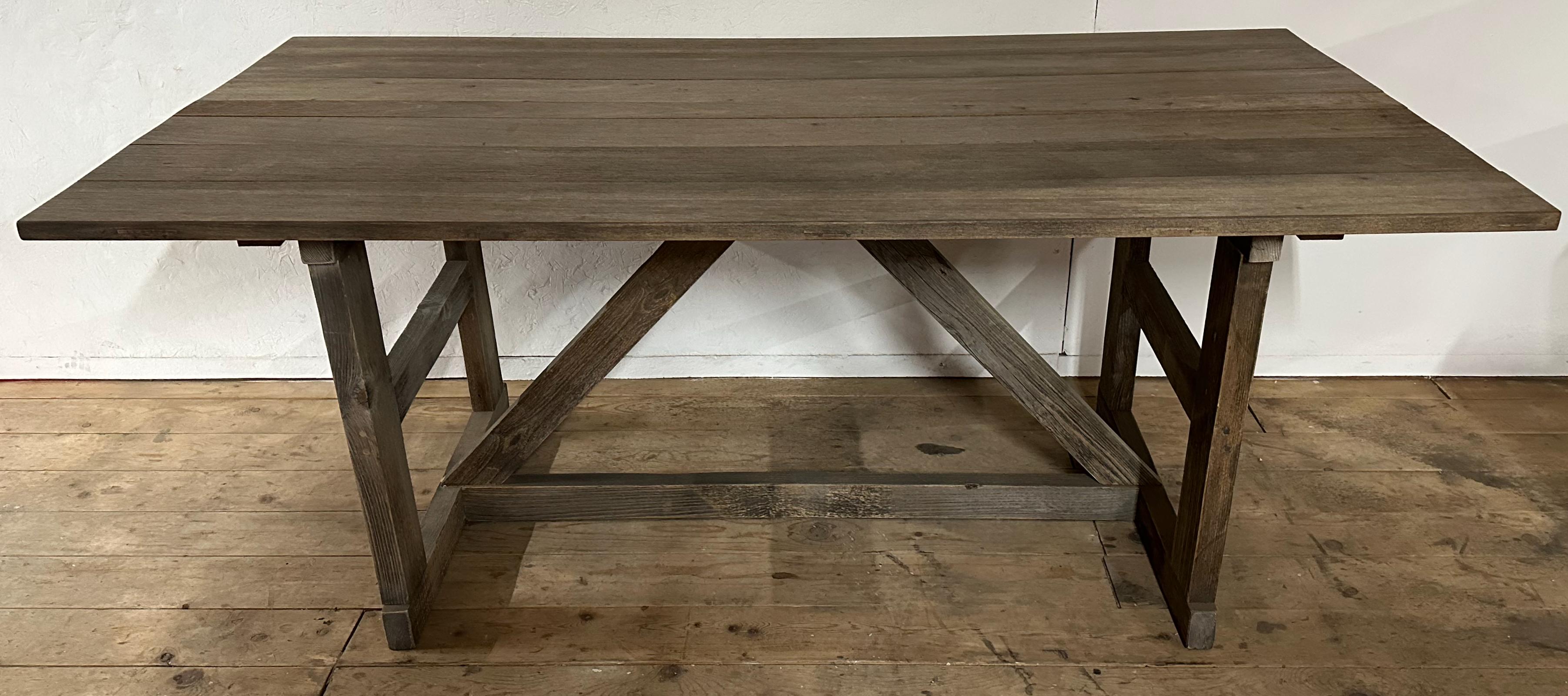 Hand-Crafted Rustic Vintage Farm or Work Table For Sale