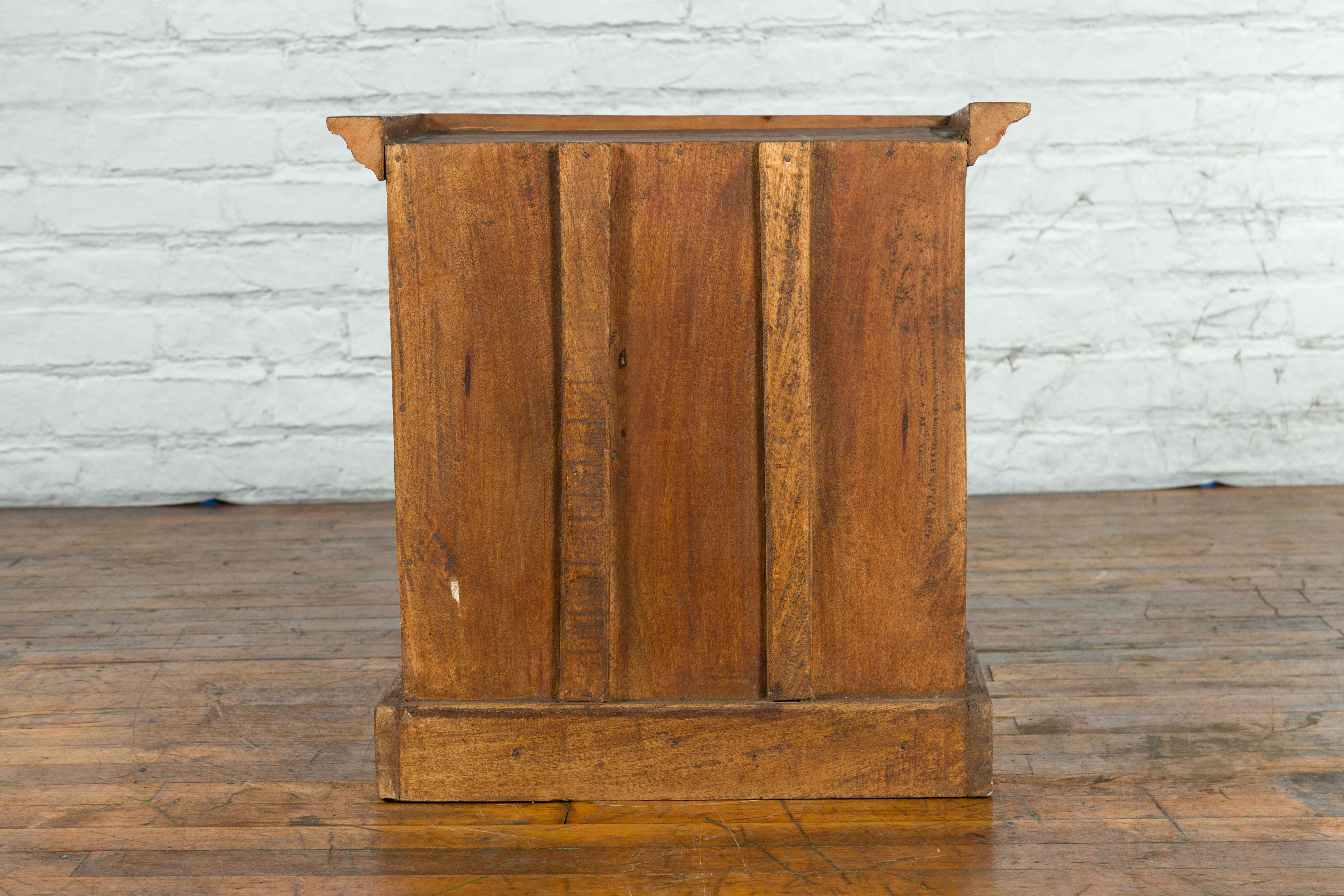 Rustic Vintage Indian Natural Sheesham Wood Side Cabinet with Iron Hardware For Sale 8