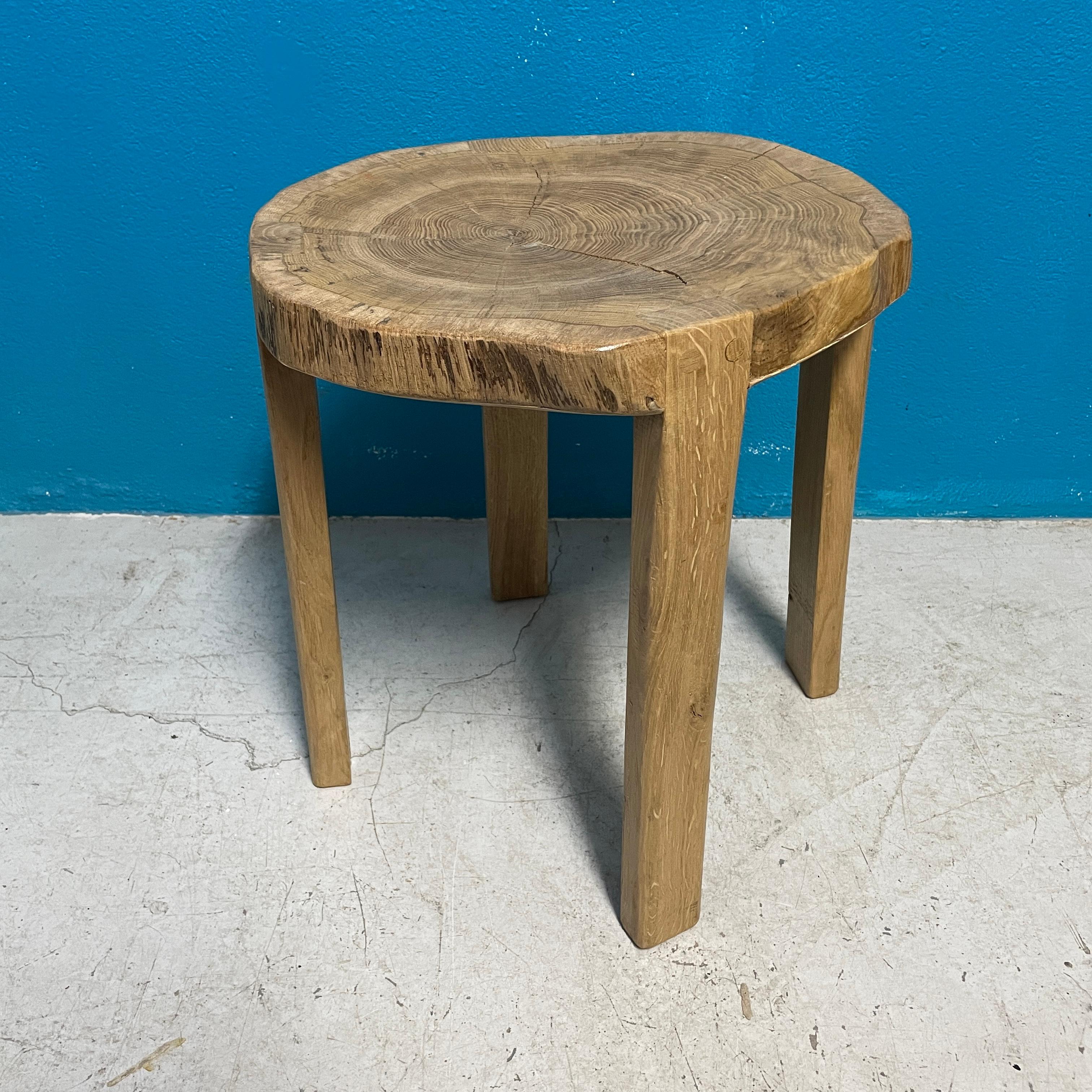 a Unique and beautiful stool that is made of solid oak-wood. Also well suitable as a side table for example. Handcrafted in Finland.

Rough finishing brings out the natural elements of oak-wood beautifully.

- Height 45cm / 17.17in


